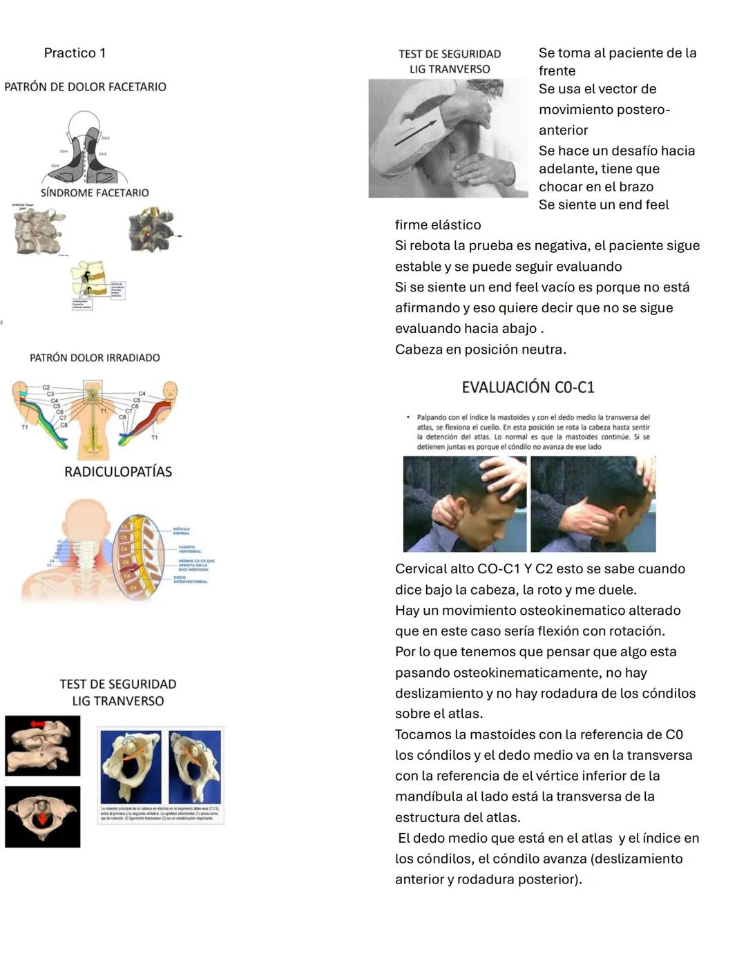 Practico 1
PATRÓN DE DOLOR FACETARIO
SÍNDROME FACETARIO
PATRÓN DOLOR IRRADIADO
RADICULOPATÍAS
TEST DE SEGURIDAD
LIG TRANVERSO
firme el