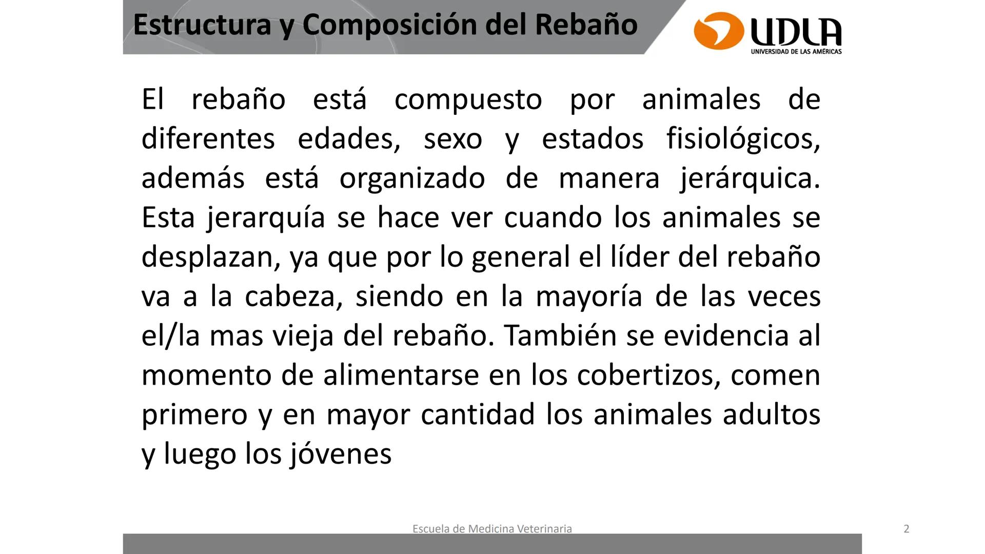 UDLA
UNIVERSIDAD DE LAS AMERICAS
Caracterización del Rebaño (Tipología,
Cronometría Dentaria y Condición Corporal)
Escuela de Medicina Ve
