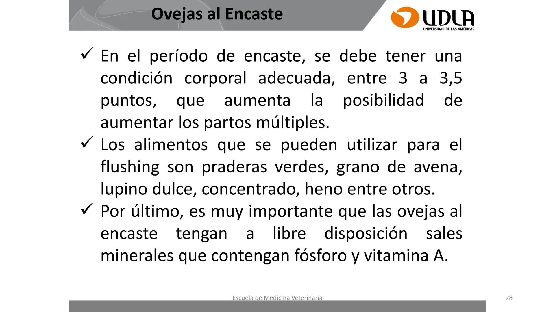 UDLA
UNIVERSIDAD DE LAS AMERICAS
Caracterización del Rebaño (Tipología,
Cronometría Dentaria y Condición Corporal)
Escuela de Medicina Ve
