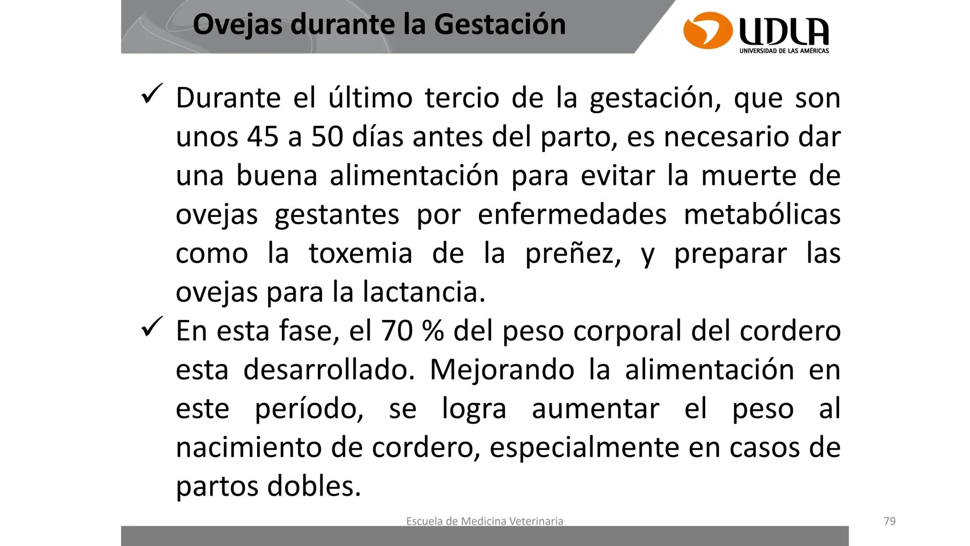 UDLA
UNIVERSIDAD DE LAS AMERICAS
Caracterización del Rebaño (Tipología,
Cronometría Dentaria y Condición Corporal)
Escuela de Medicina Ve