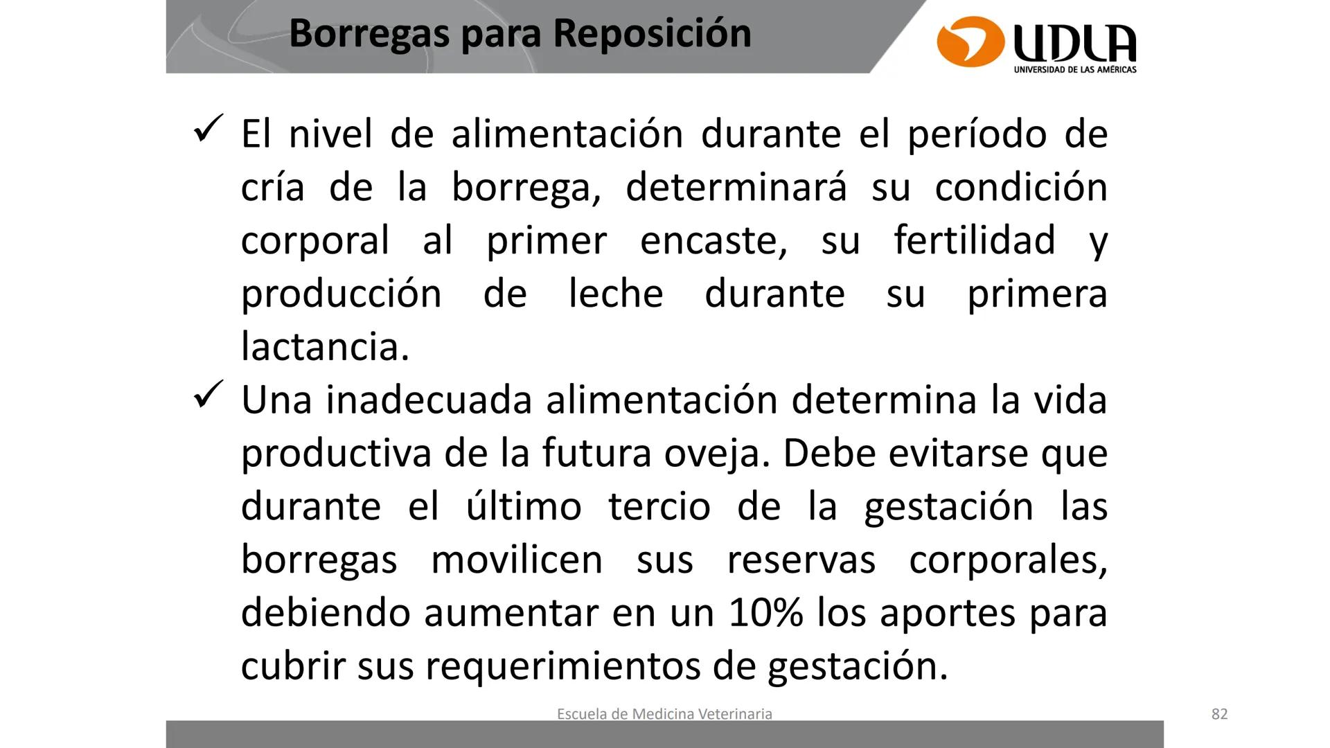 UDLA
UNIVERSIDAD DE LAS AMERICAS
Caracterización del Rebaño (Tipología,
Cronometría Dentaria y Condición Corporal)
Escuela de Medicina Ve