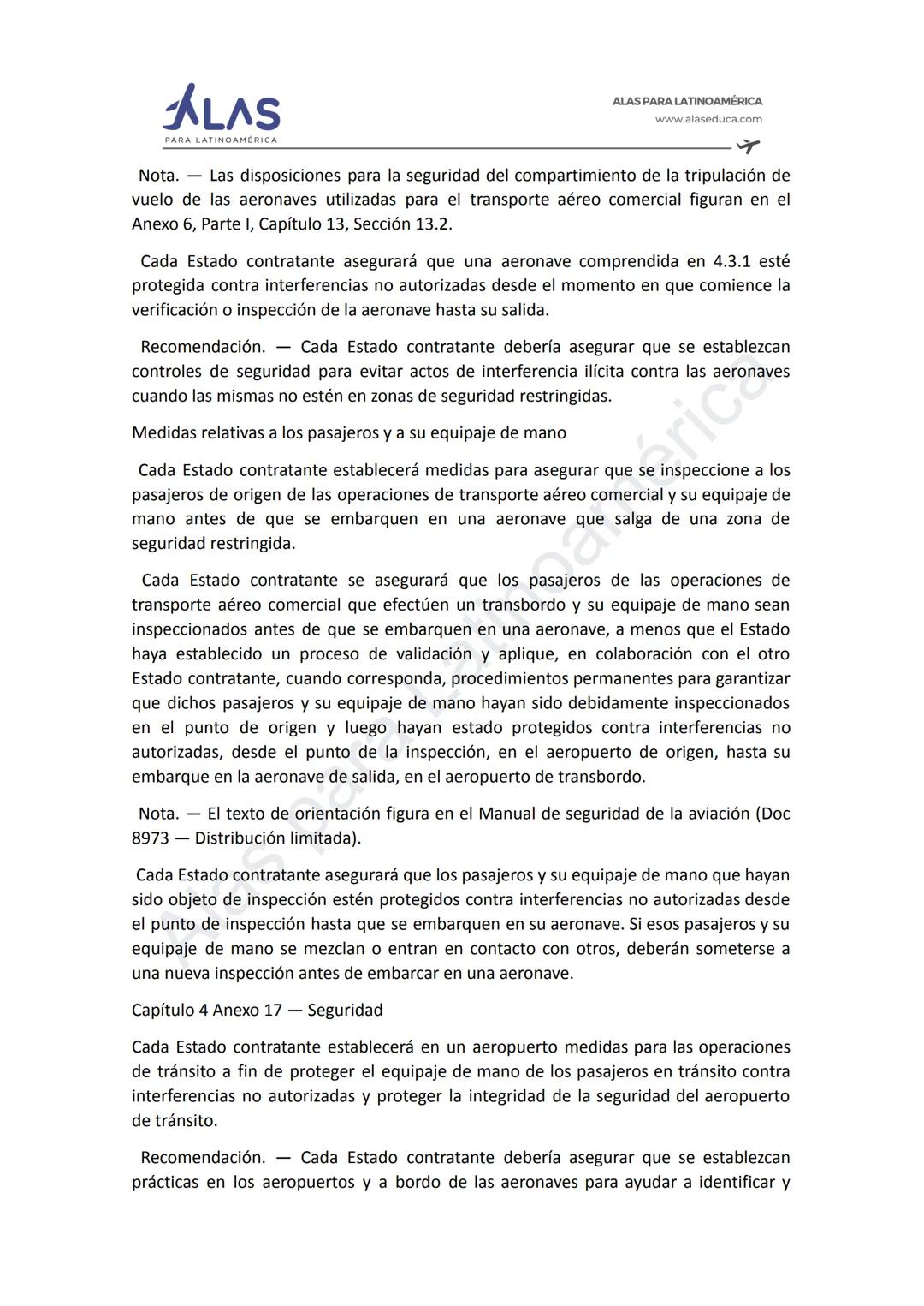 # ALAS
PAR
INOAMÉRICA
ALAS PARA LATINOAMÉRICA
www.alaseduca.com
SEGURIDAD CONTRA LOS ACTOS DE INTERFERENCIA ILÍCITA
AVSEC
La Organizació