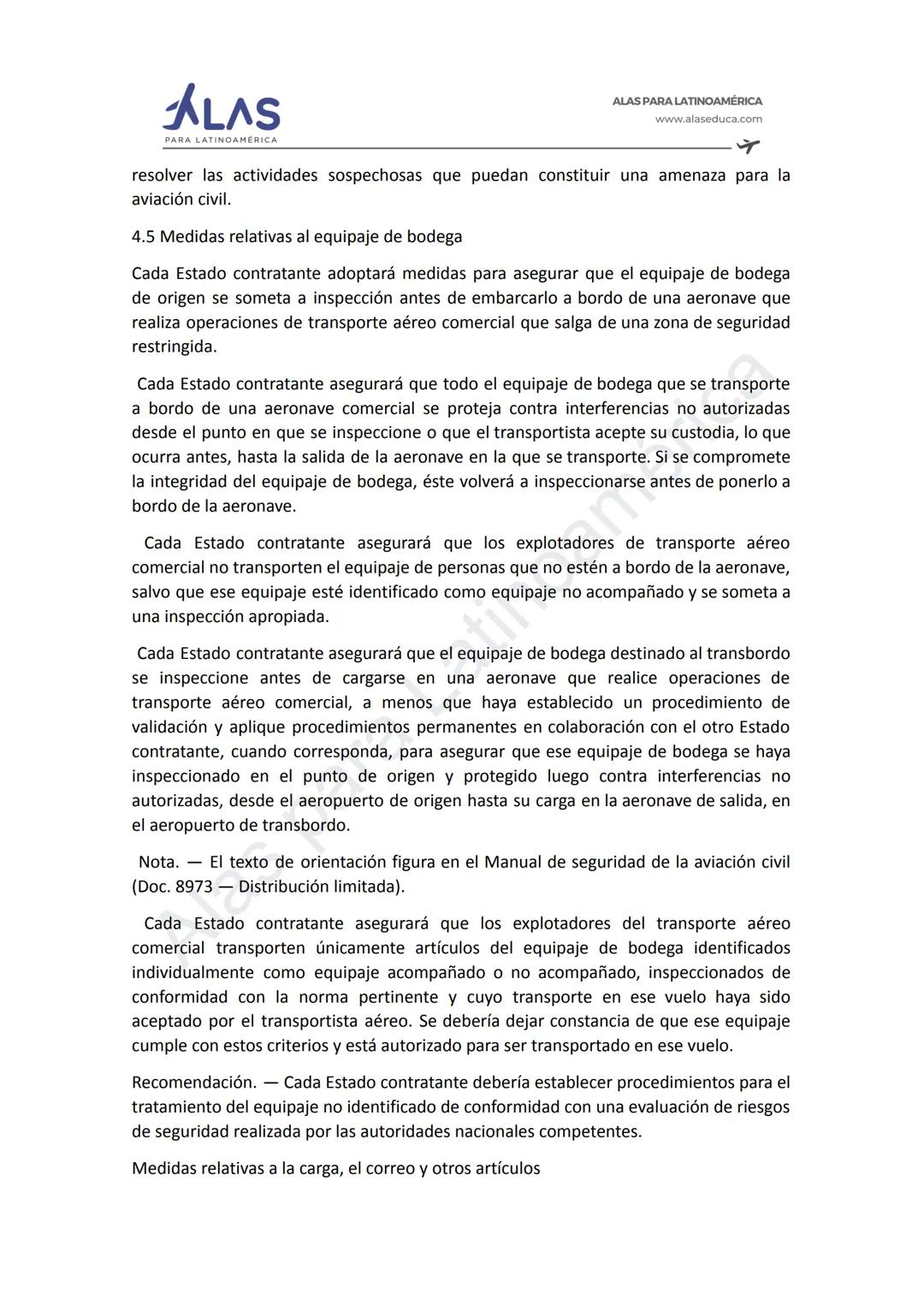 # ALAS
PAR
INOAMÉRICA
ALAS PARA LATINOAMÉRICA
www.alaseduca.com
SEGURIDAD CONTRA LOS ACTOS DE INTERFERENCIA ILÍCITA
AVSEC
La Organizació