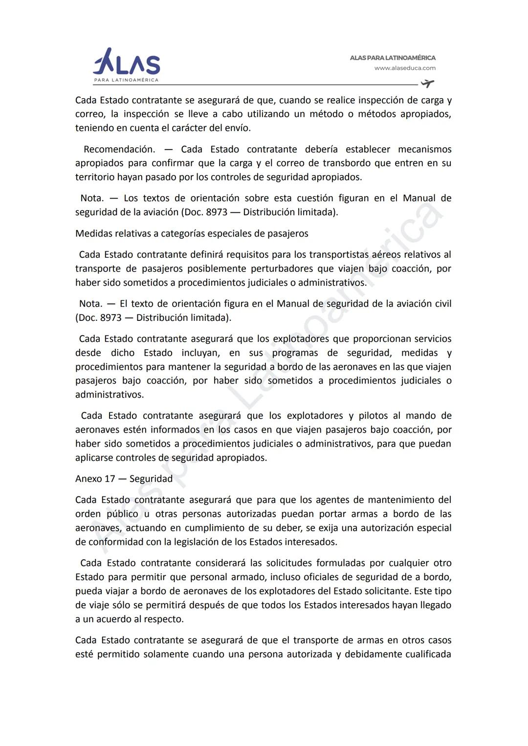# ALAS
PAR
INOAMÉRICA
ALAS PARA LATINOAMÉRICA
www.alaseduca.com
SEGURIDAD CONTRA LOS ACTOS DE INTERFERENCIA ILÍCITA
AVSEC
La Organizació