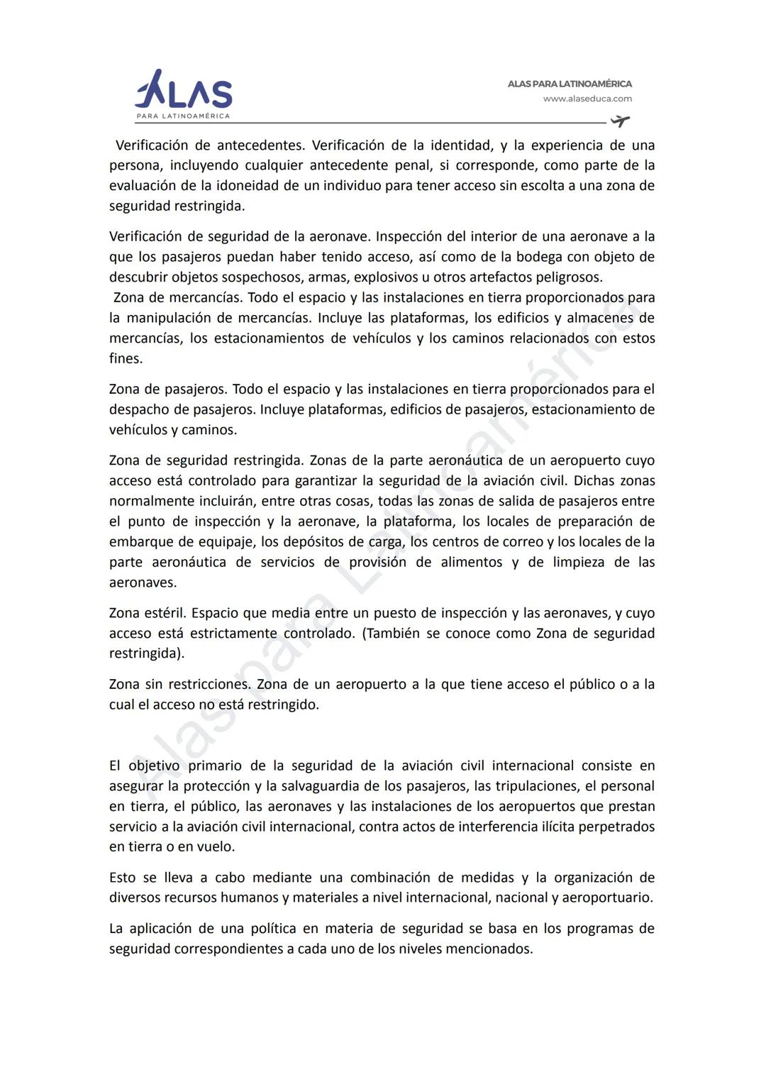 # ALAS
PAR
INOAMÉRICA
ALAS PARA LATINOAMÉRICA
www.alaseduca.com
SEGURIDAD CONTRA LOS ACTOS DE INTERFERENCIA ILÍCITA
AVSEC
La Organizació