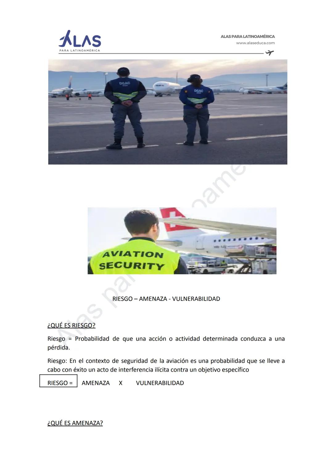 # ALAS
PAR
INOAMÉRICA
ALAS PARA LATINOAMÉRICA
www.alaseduca.com
SEGURIDAD CONTRA LOS ACTOS DE INTERFERENCIA ILÍCITA
AVSEC
La Organizació