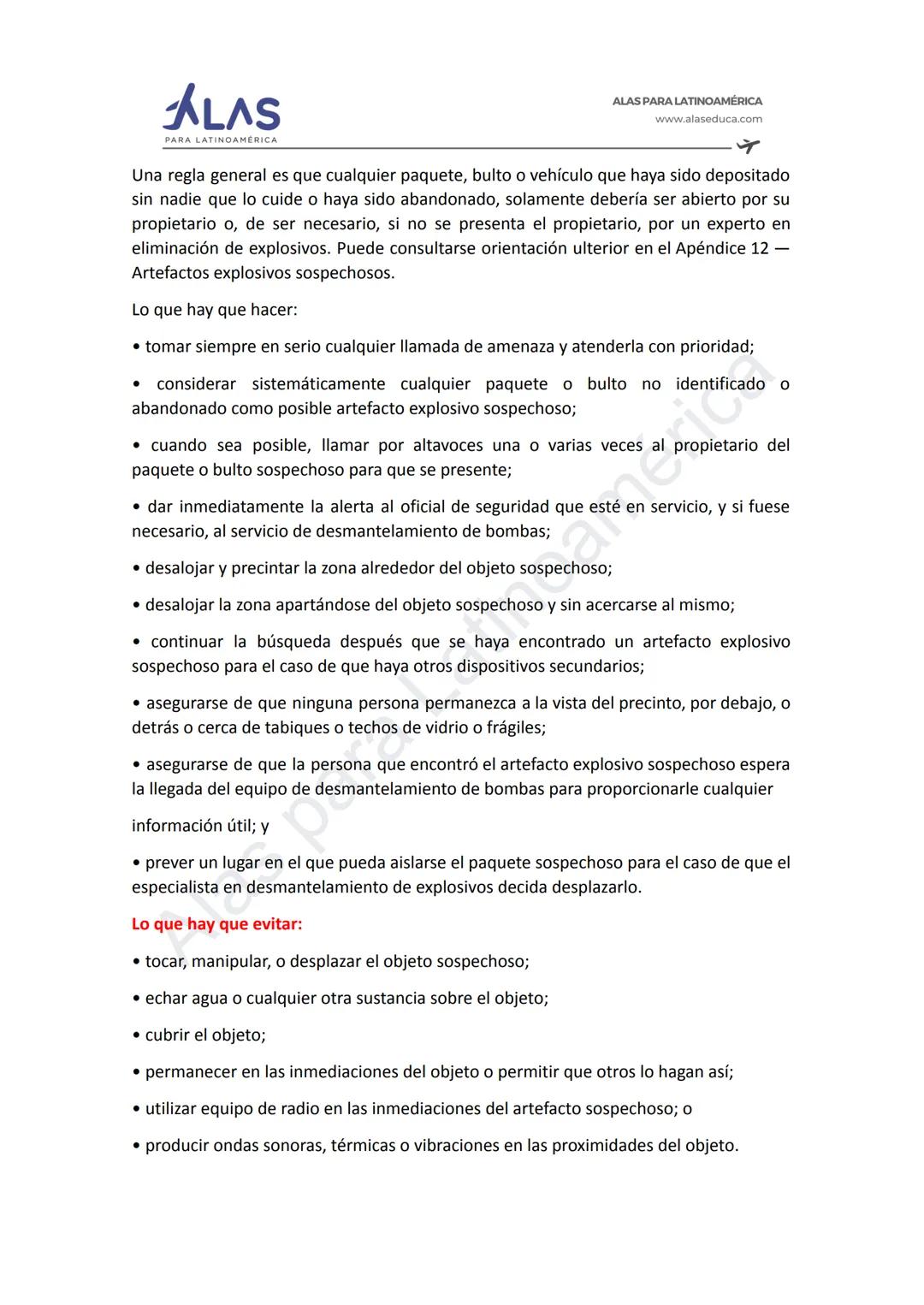 # ALAS
PAR
INOAMÉRICA
ALAS PARA LATINOAMÉRICA
www.alaseduca.com
SEGURIDAD CONTRA LOS ACTOS DE INTERFERENCIA ILÍCITA
AVSEC
La Organizació