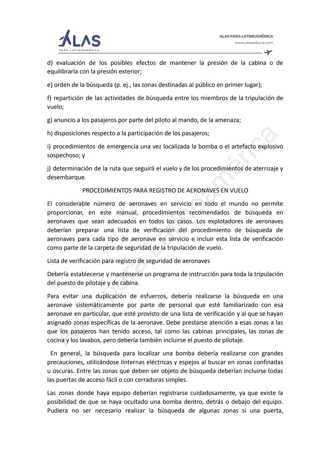 # ALAS
PAR
INOAMÉRICA
ALAS PARA LATINOAMÉRICA
www.alaseduca.com
SEGURIDAD CONTRA LOS ACTOS DE INTERFERENCIA ILÍCITA
AVSEC
La Organizació