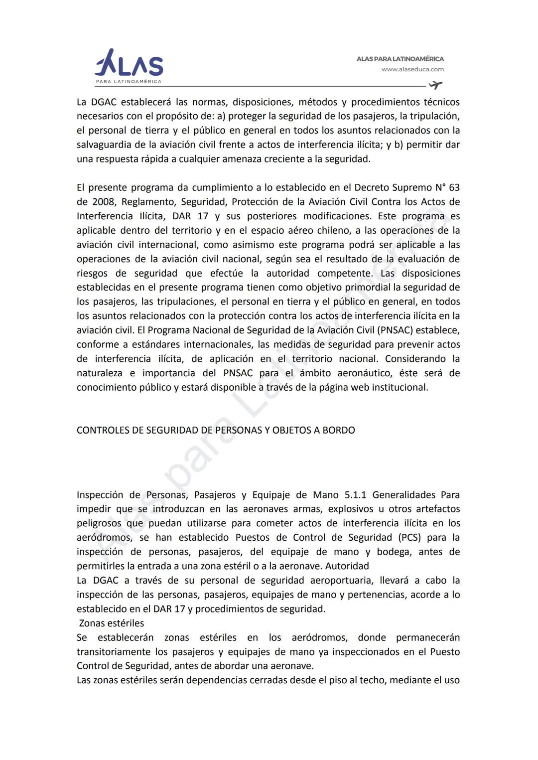 # ALAS
PAR
INOAMÉRICA
ALAS PARA LATINOAMÉRICA
www.alaseduca.com
SEGURIDAD CONTRA LOS ACTOS DE INTERFERENCIA ILÍCITA
AVSEC
La Organizació