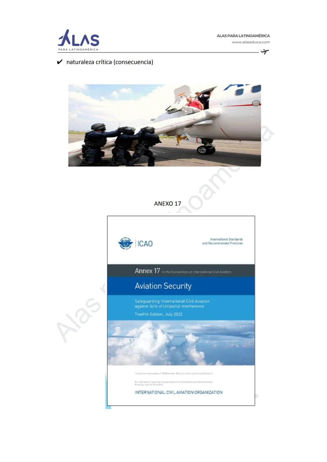 # ALAS
PAR
INOAMÉRICA
ALAS PARA LATINOAMÉRICA
www.alaseduca.com
SEGURIDAD CONTRA LOS ACTOS DE INTERFERENCIA ILÍCITA
AVSEC
La Organizació