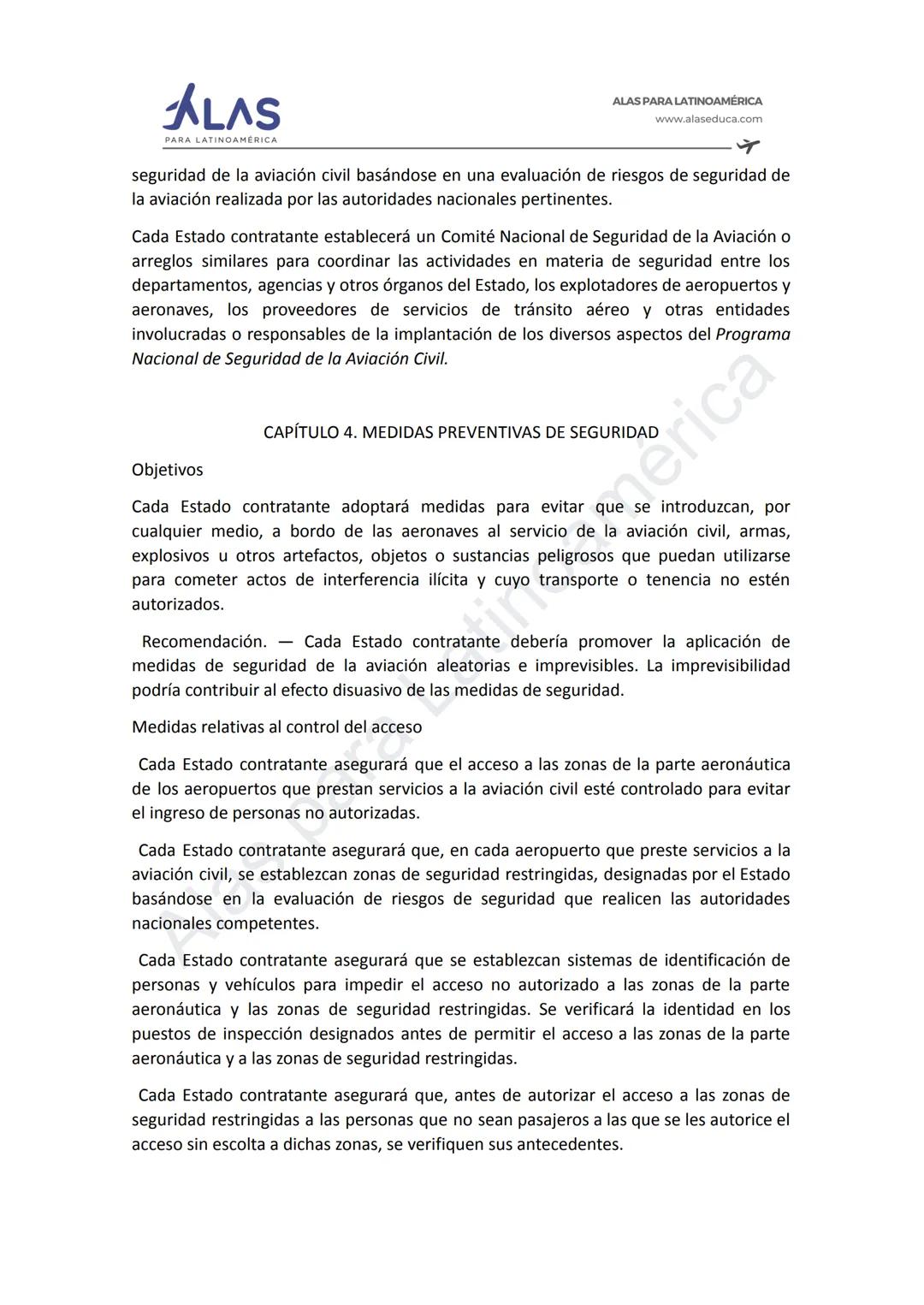 # ALAS
PAR
INOAMÉRICA
ALAS PARA LATINOAMÉRICA
www.alaseduca.com
SEGURIDAD CONTRA LOS ACTOS DE INTERFERENCIA ILÍCITA
AVSEC
La Organizació