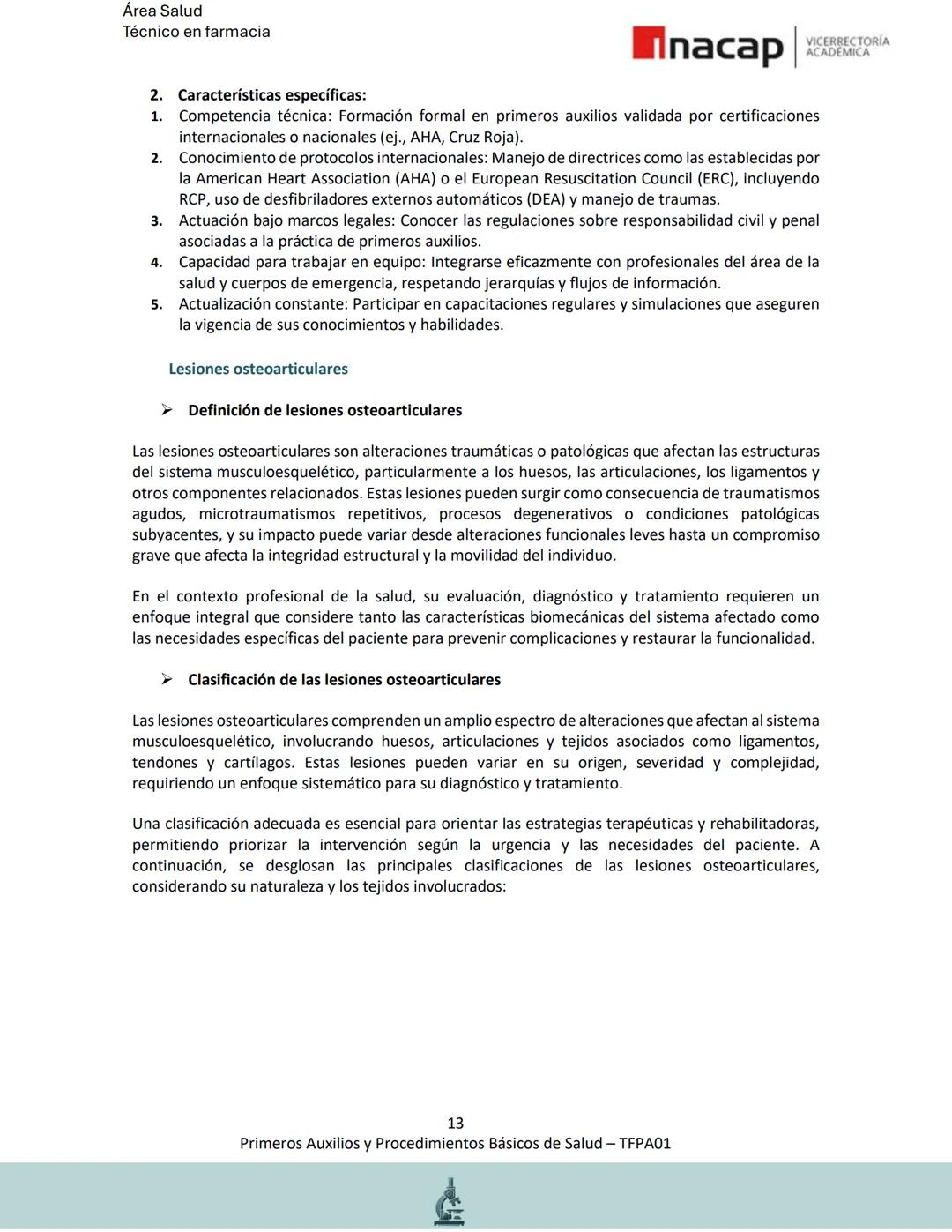 # Área Salud
Carrera Técnico en Farmacia
# Inacap VICERRECTORÍA
ACADEMICA
H
8
# MANUAL ESTUDIANTE
Primeros Auxilios y
Procedimientos Bási