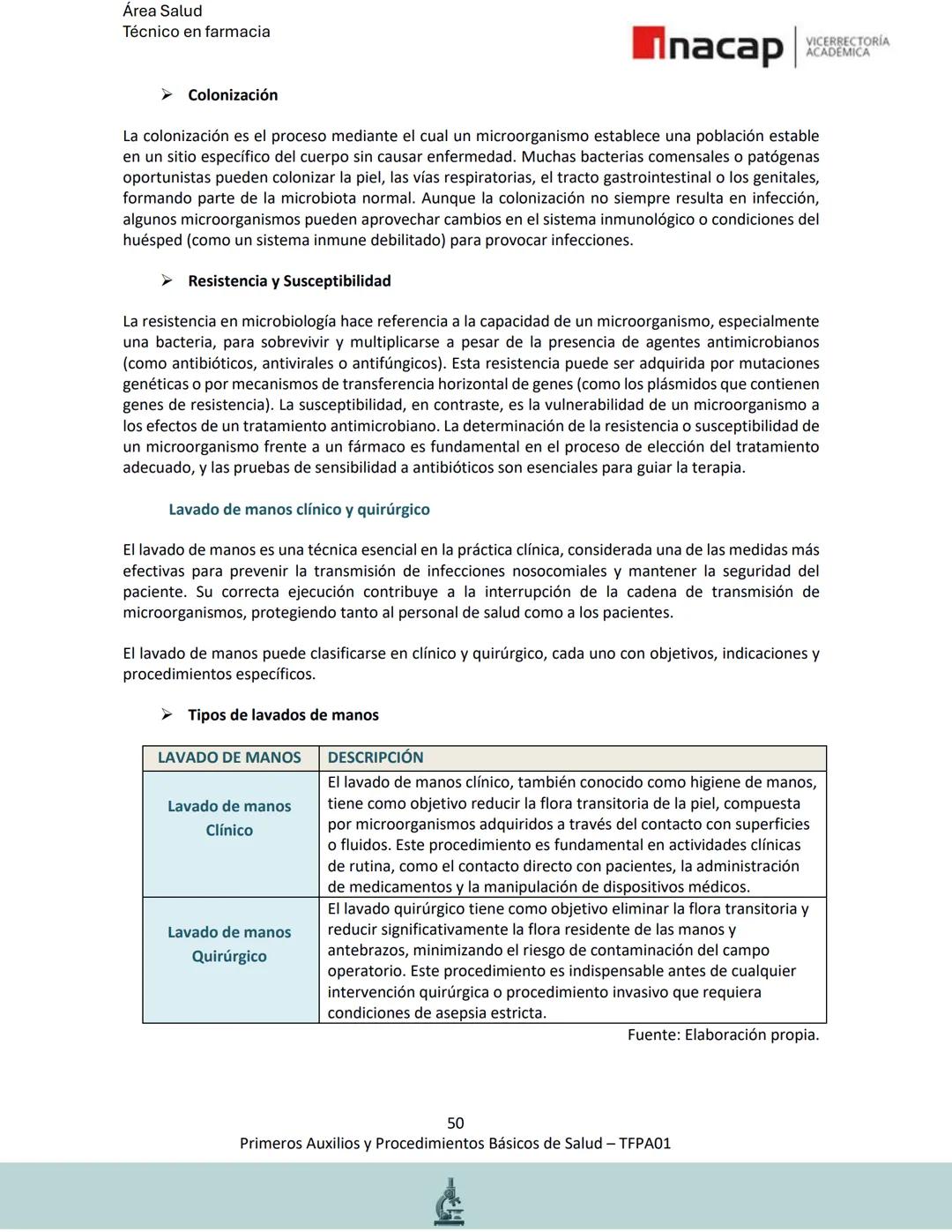 # Área Salud
Carrera Técnico en Farmacia
# Inacap VICERRECTORÍA
ACADEMICA
H
8
# MANUAL ESTUDIANTE
Primeros Auxilios y
Procedimientos Bási
