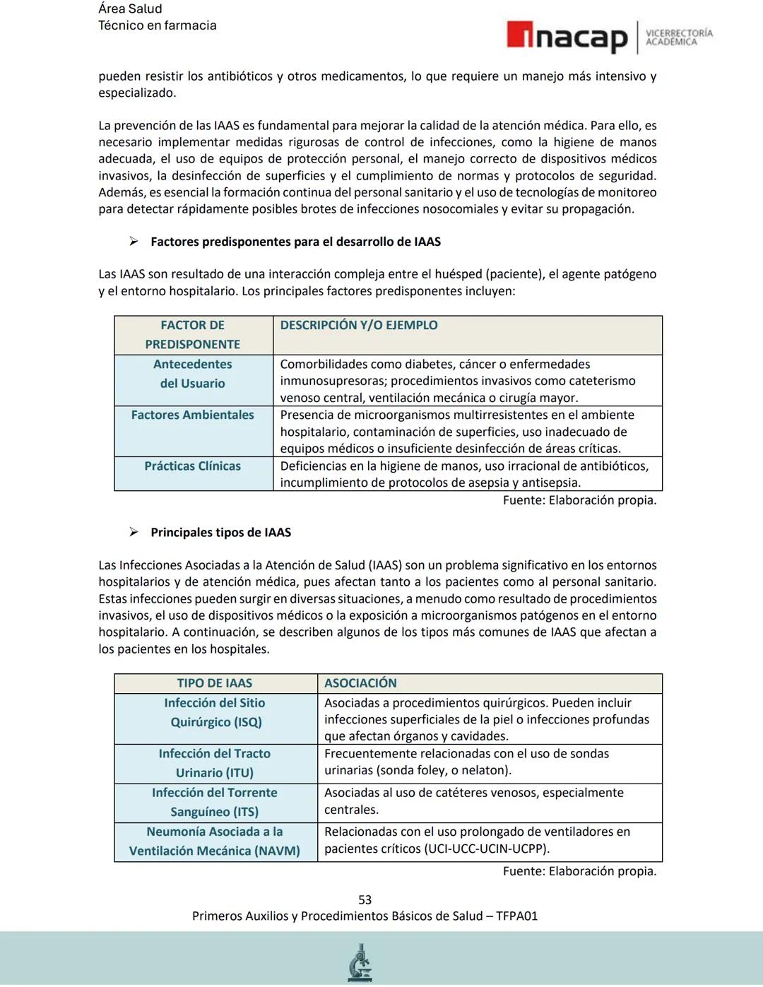 # Área Salud
Carrera Técnico en Farmacia
# Inacap VICERRECTORÍA
ACADEMICA
H
8
# MANUAL ESTUDIANTE
Primeros Auxilios y
Procedimientos Bási
