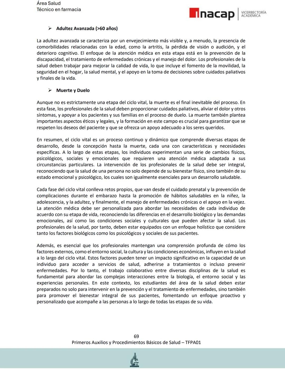 # Área Salud
Carrera Técnico en Farmacia
# Inacap VICERRECTORÍA
ACADEMICA
H
8
# MANUAL ESTUDIANTE
Primeros Auxilios y
Procedimientos Bási