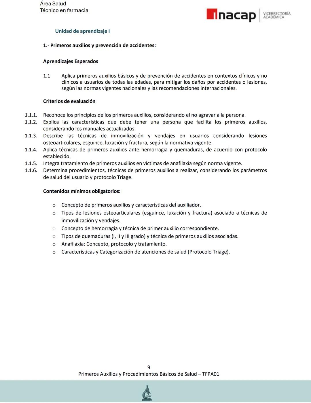 # Área Salud
Carrera Técnico en Farmacia
# Inacap VICERRECTORÍA
ACADEMICA
H
8
# MANUAL ESTUDIANTE
Primeros Auxilios y
Procedimientos Bási