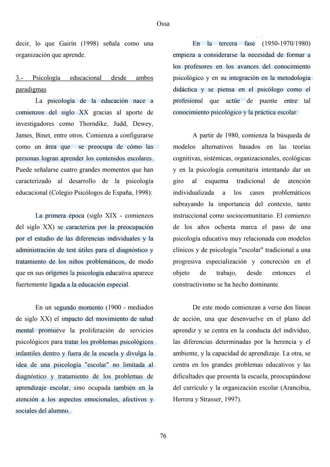 Revista Pequén
2011, Vol. 1, N° 1, 72-82.
Escuela de Psicología
Universidad del Bio Bio
El rol del Psicólogo Educacional: La transición de