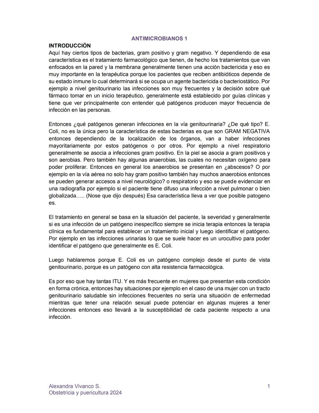 # INTRODUCCIÓN
# ANTIMICROBIANOS 1
Aquí hay ciertos tipos de bacterias, gram positivo y gram negativo. Y dependiendo de esa
característica e