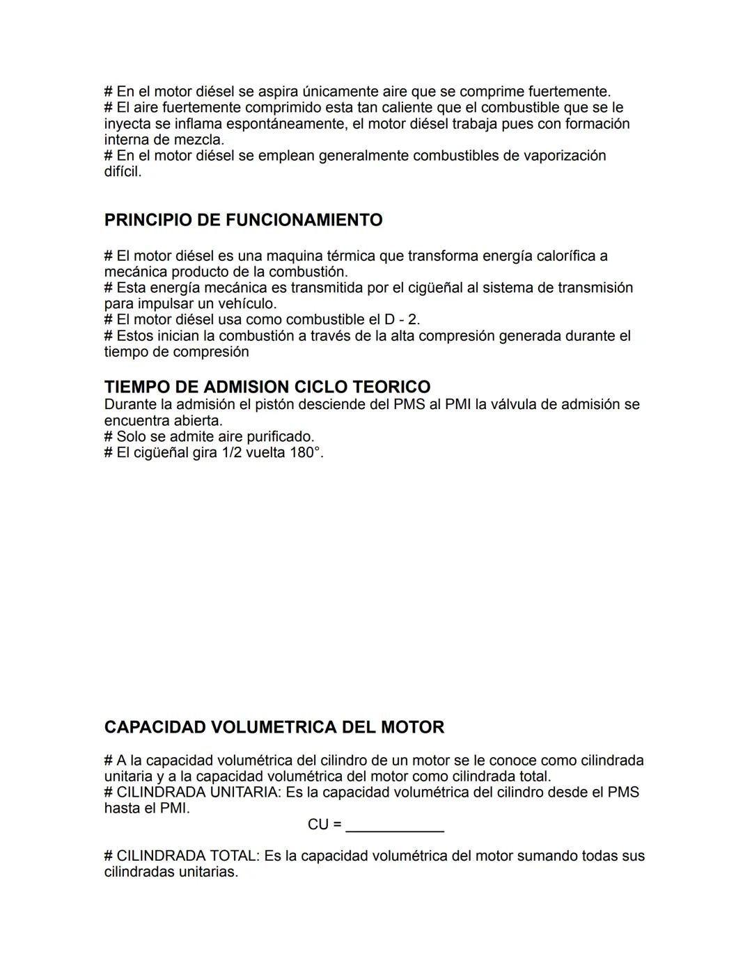 # MOTORES DE COMBUSTION INTERNA
Los motores de combustión interna son sistemas que convierten, internamente,
la energía química de un combu