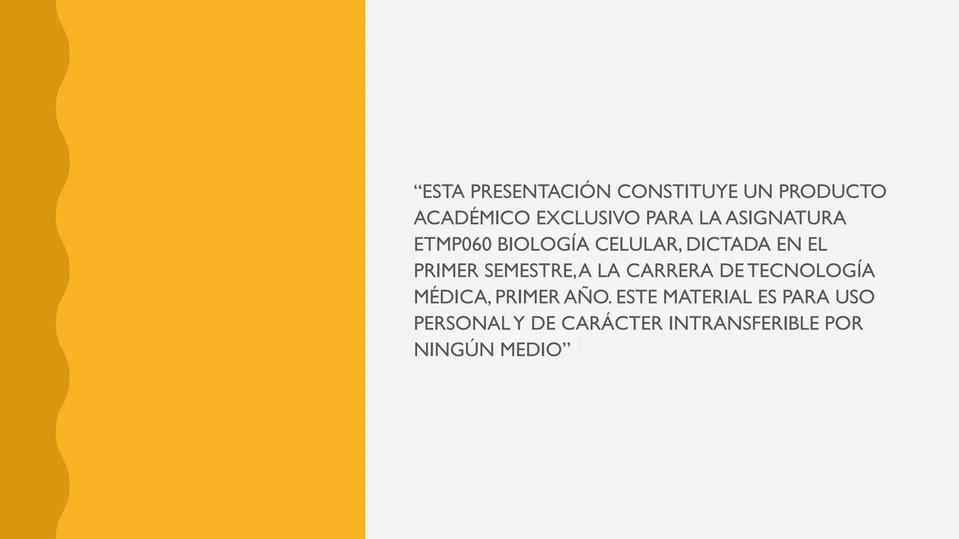 # MEMBRANA
# PLASMÁTICA Y
# TRANSPORTE
ETMP 060
BIOLOGÍA
CELULAR "ESTA PRESENTACIÓN CONSTITUYE UN PRODUCTO
ACADÉMICO EXCLUSIVO PARA LA ASIG