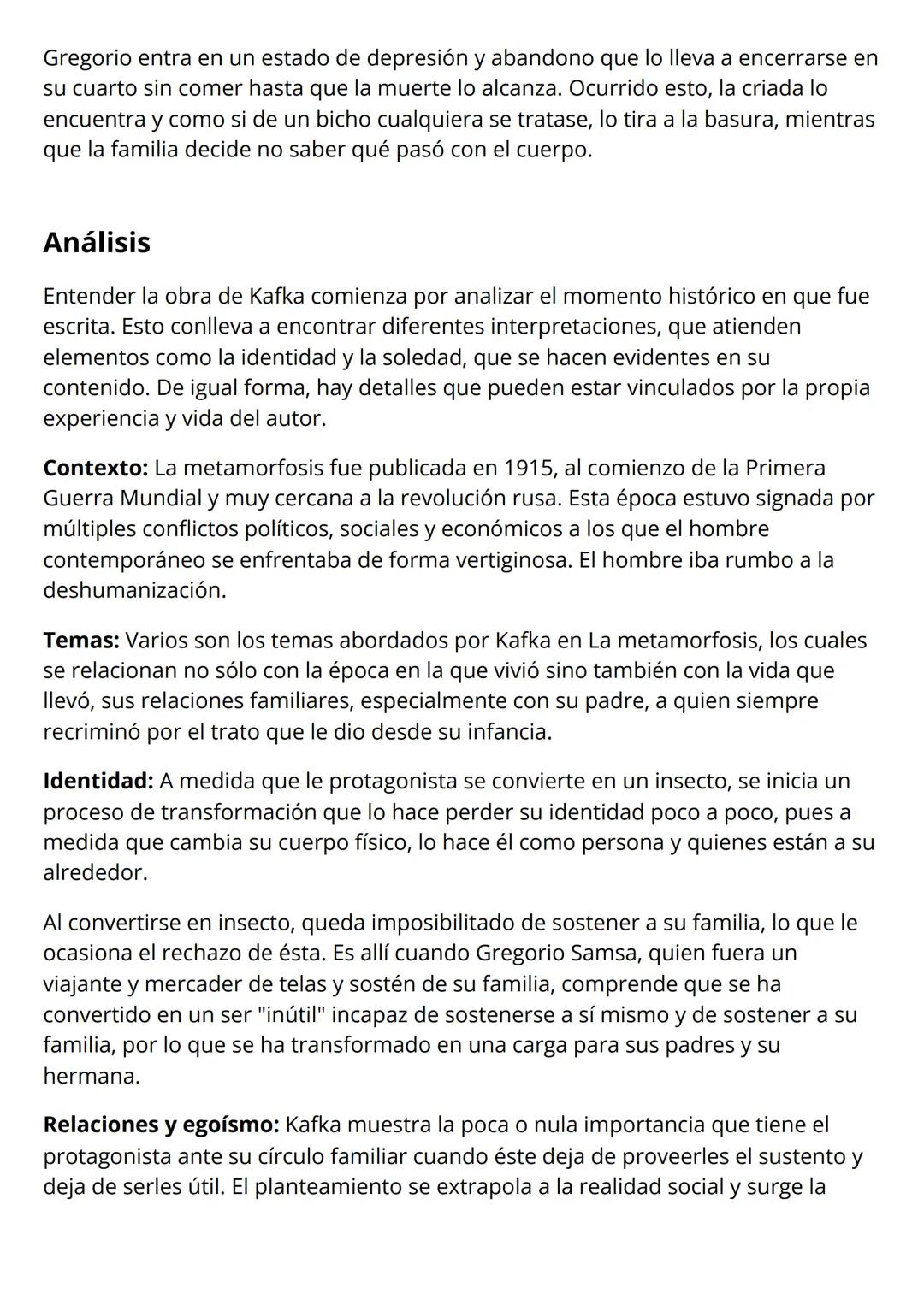 # La Metamorfosis
Franz Kafka
"La Metamorfosis" de Franz Kafka es una novela que narra la transformación de
Gregorio Samsa, un joven emple