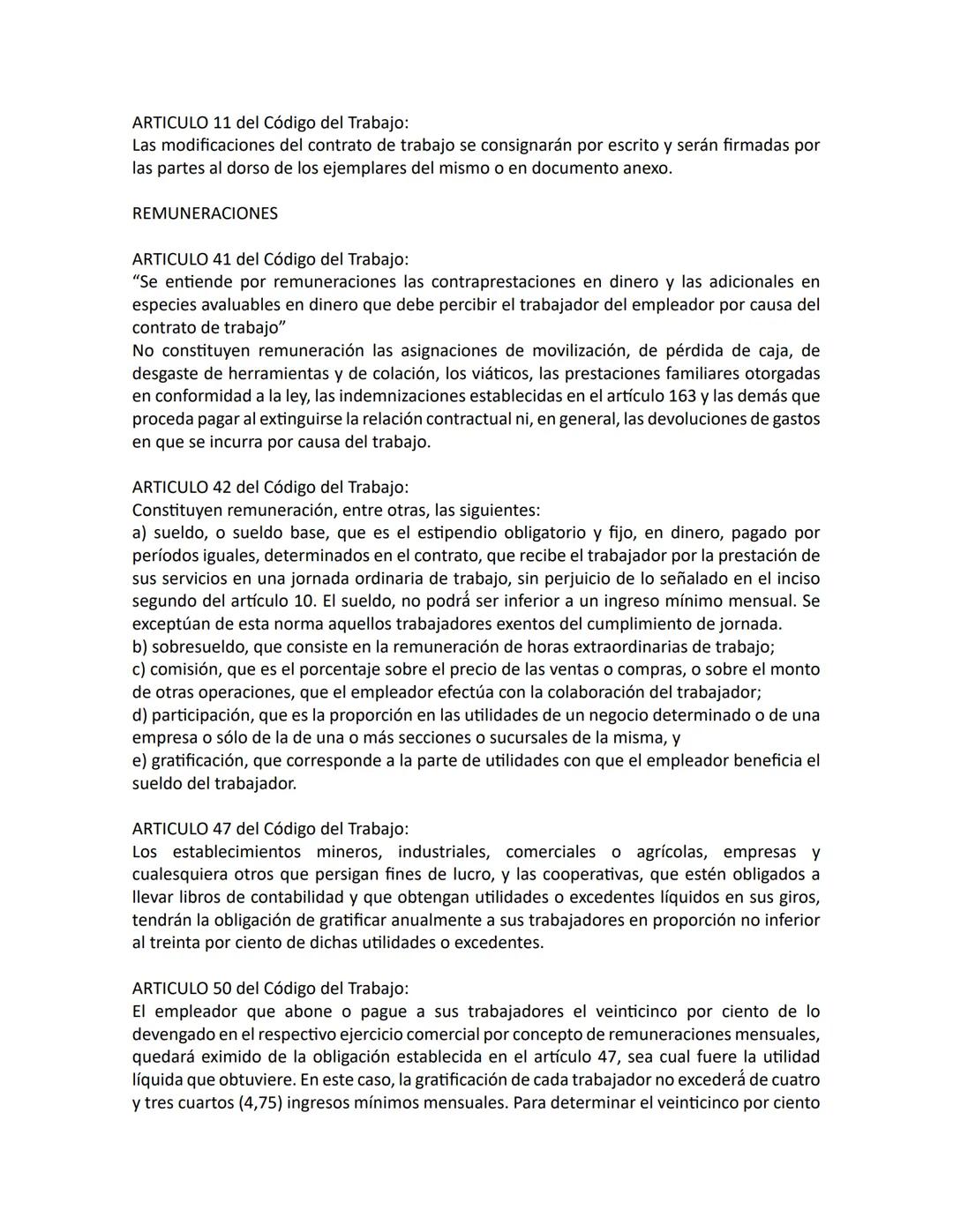 REMUNERACIONES
ARTICULO 7 del Código del Trabajo:
Contrato individual de trabajo es una convención por la cual el empleador y el trabajador