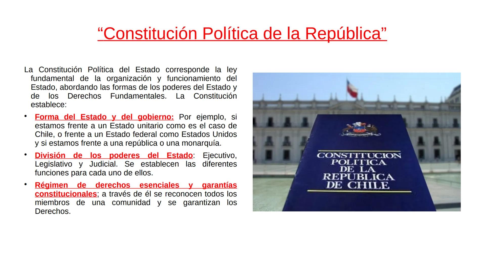 CONSTITUCIÓN CHILE
Objetivo: Identificar instituciones de control y
fiscalización del sistema administrativo en Chile “Las Normas y el Derec