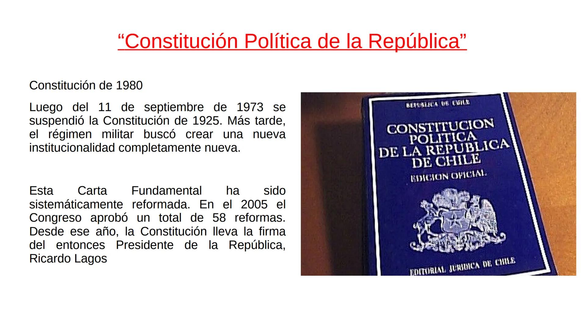 CONSTITUCIÓN CHILE
Objetivo: Identificar instituciones de control y
fiscalización del sistema administrativo en Chile “Las Normas y el Derec