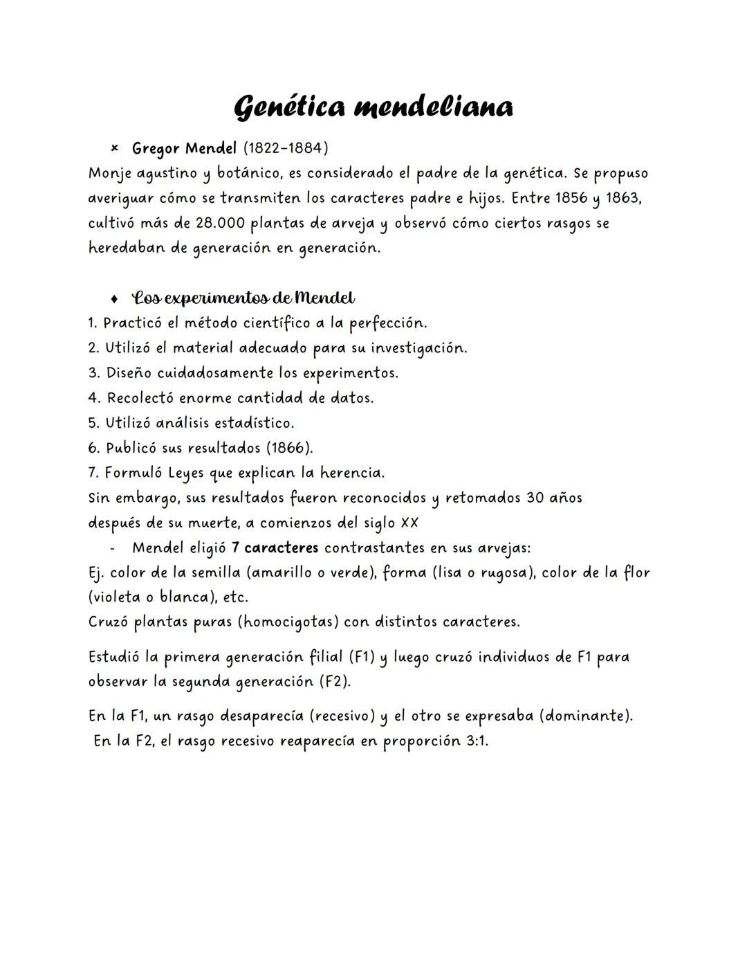 --- OCR Start ---
x
Genética mendeliana
Gregor Mendel (1822-1884)
Monje agustino y botánico, es considerado el padre de la genética. Se prop