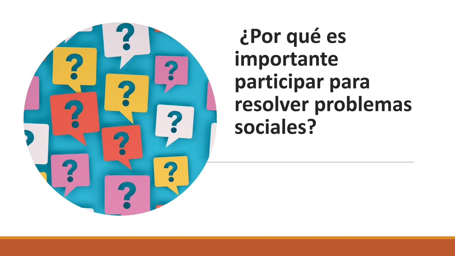 ?
¿Por qué es
?
importante
?
?
participar para
?
resolver problemas
?
sociales?
?
?
?
? EN ESTA UNIDAD APRENDERÁS:
Analizar las car