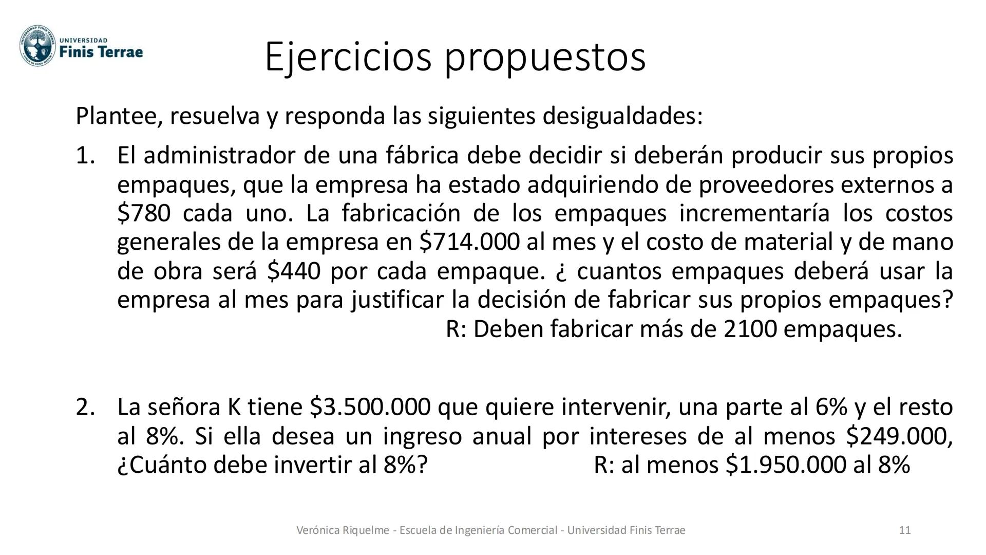 # Apunte Docente
# Fundamentos Matemáticos
Conjuntos e intervalos.
Desigualdades lineales.
Verónica Riquelme - Escuela de Ingeniería Come