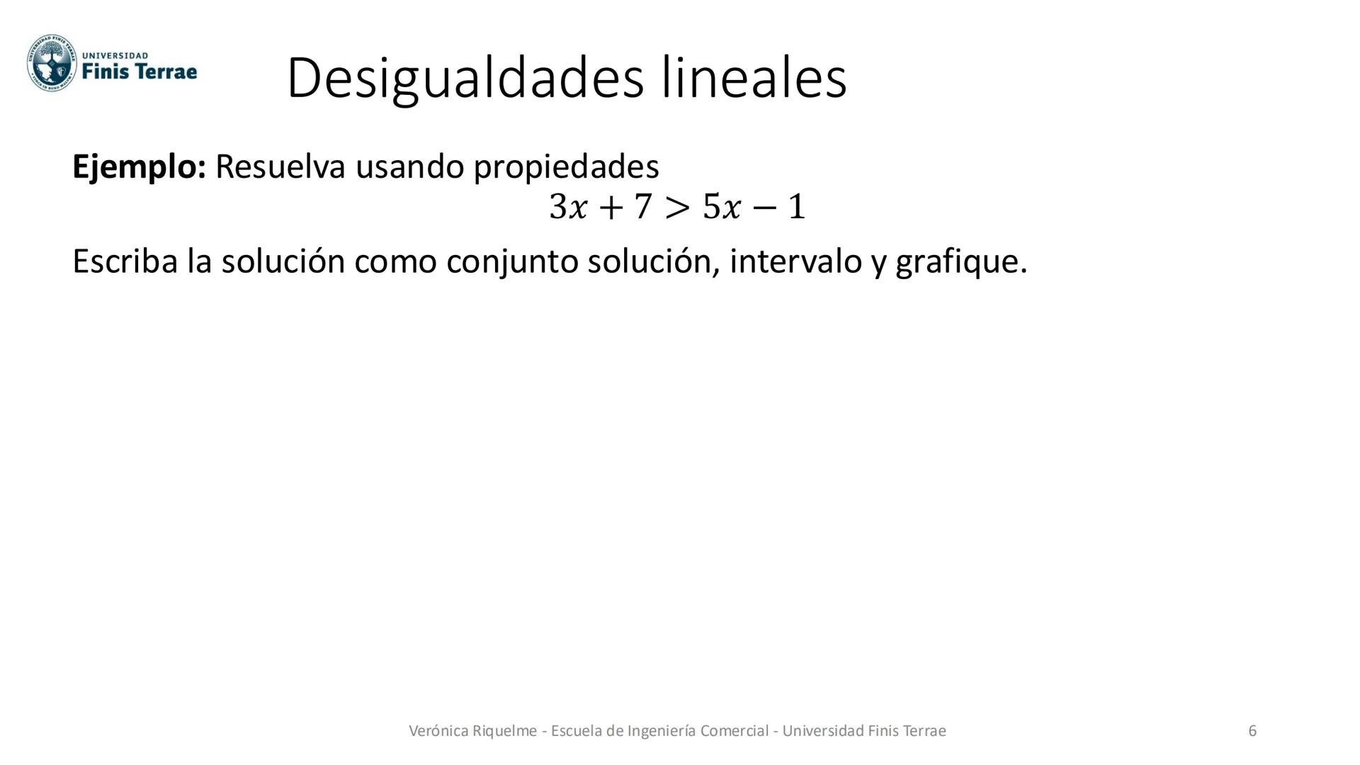 # Apunte Docente
# Fundamentos Matemáticos
Conjuntos e intervalos.
Desigualdades lineales.
Verónica Riquelme - Escuela de Ingeniería Come