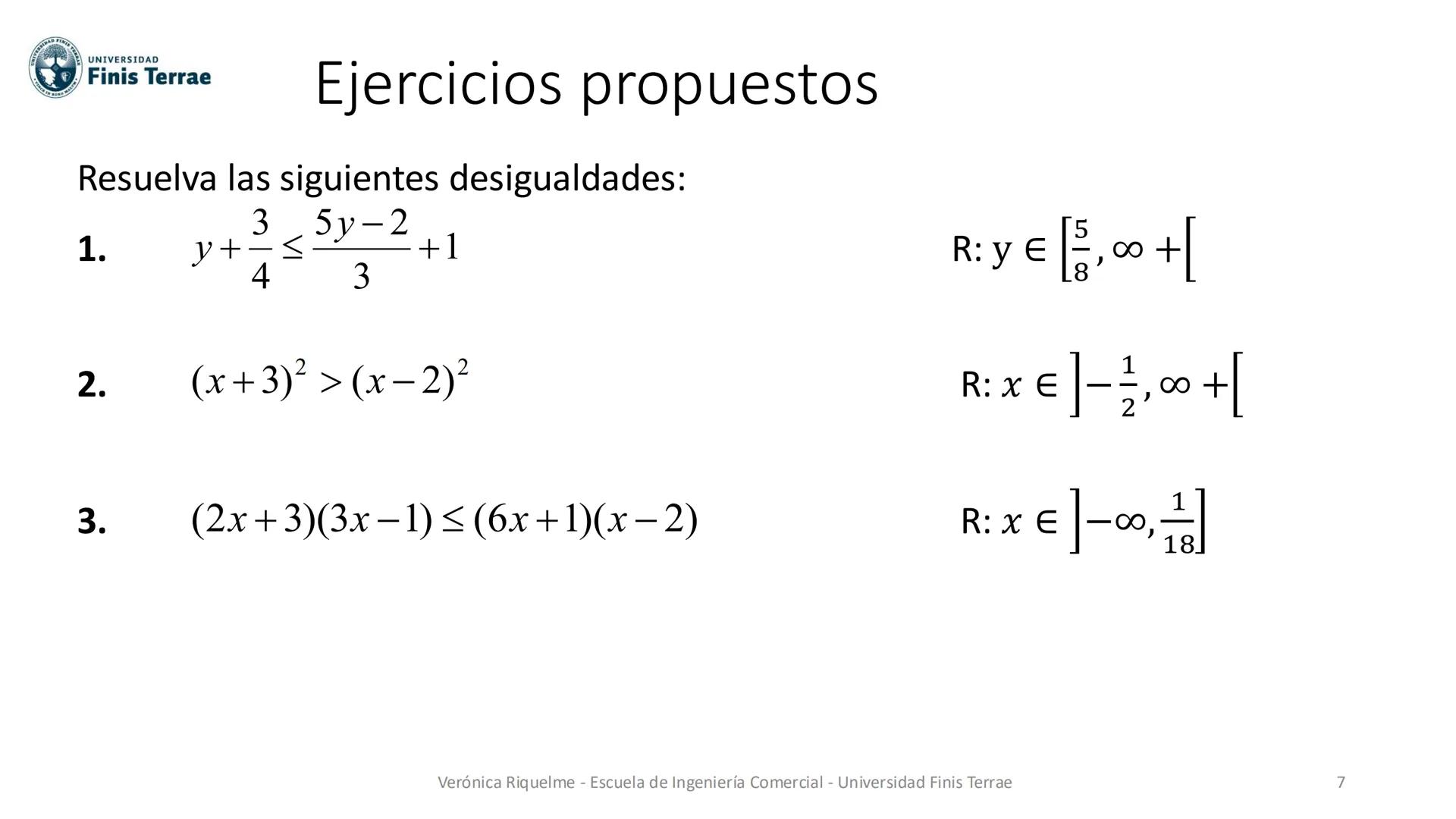 # Apunte Docente
# Fundamentos Matemáticos
Conjuntos e intervalos.
Desigualdades lineales.
Verónica Riquelme - Escuela de Ingeniería Come