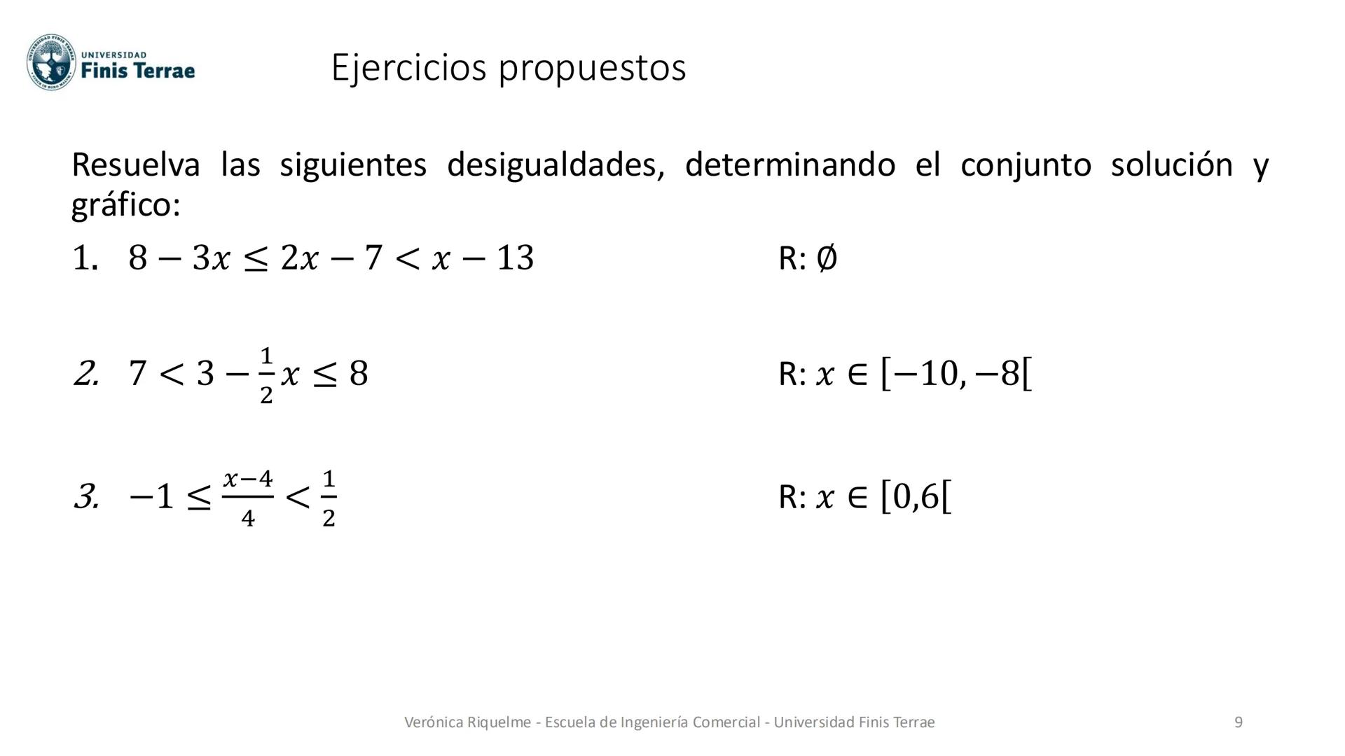 # Apunte Docente
# Fundamentos Matemáticos
Conjuntos e intervalos.
Desigualdades lineales.
Verónica Riquelme - Escuela de Ingeniería Come