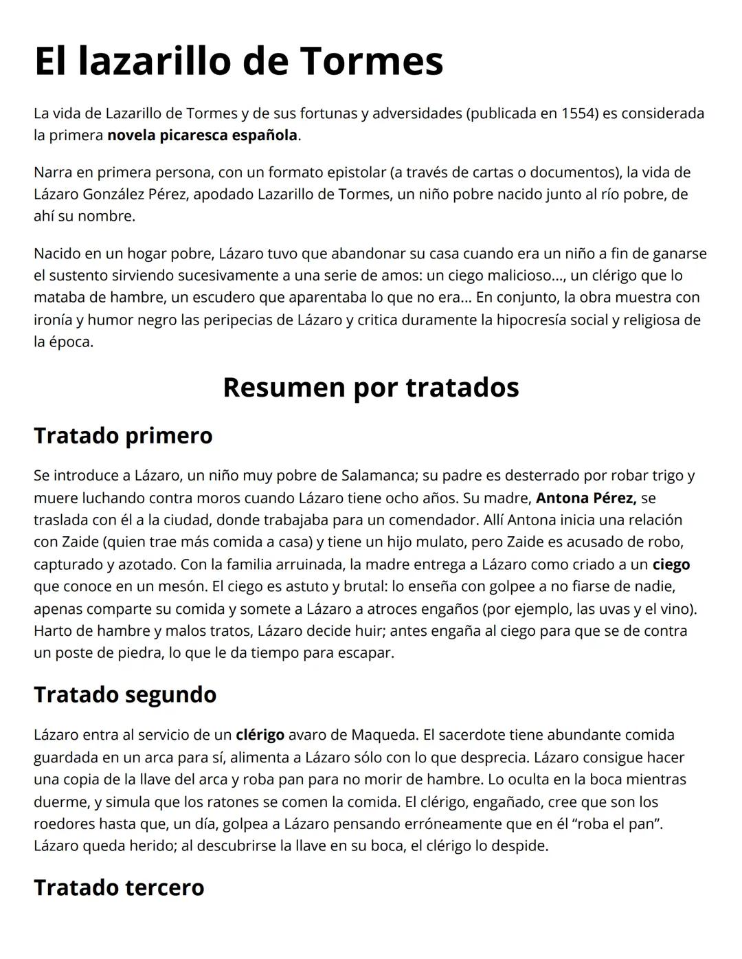 El lazarillo de Tormes
La vida de Lazarillo de Tormes y de sus fortunas y adversidades (publicada en 1554) es considerada
la primera novela