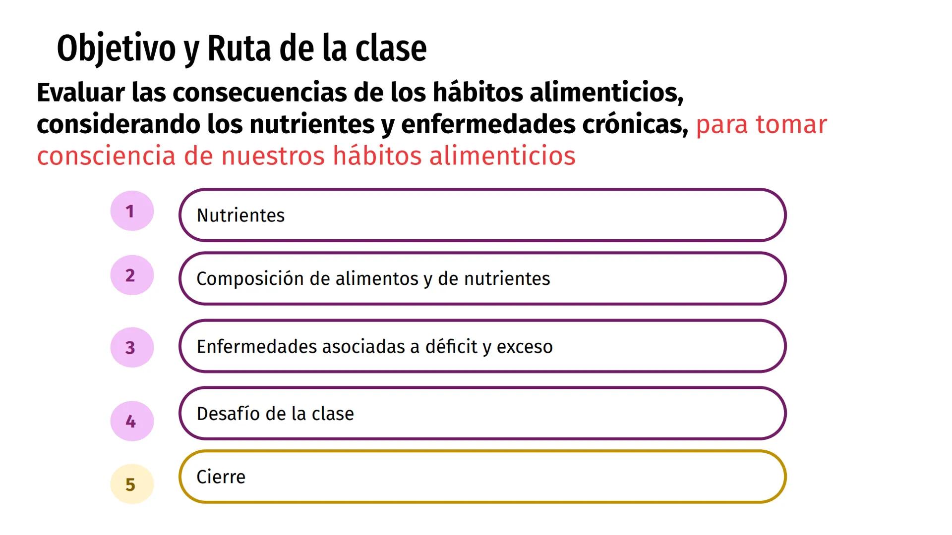 # Nutrientes
y sus consecuencias
Fernanda Lucero Ticket de entrada
1) Elabora una lista de los alimentos que consumiste en el
almuerzo de a