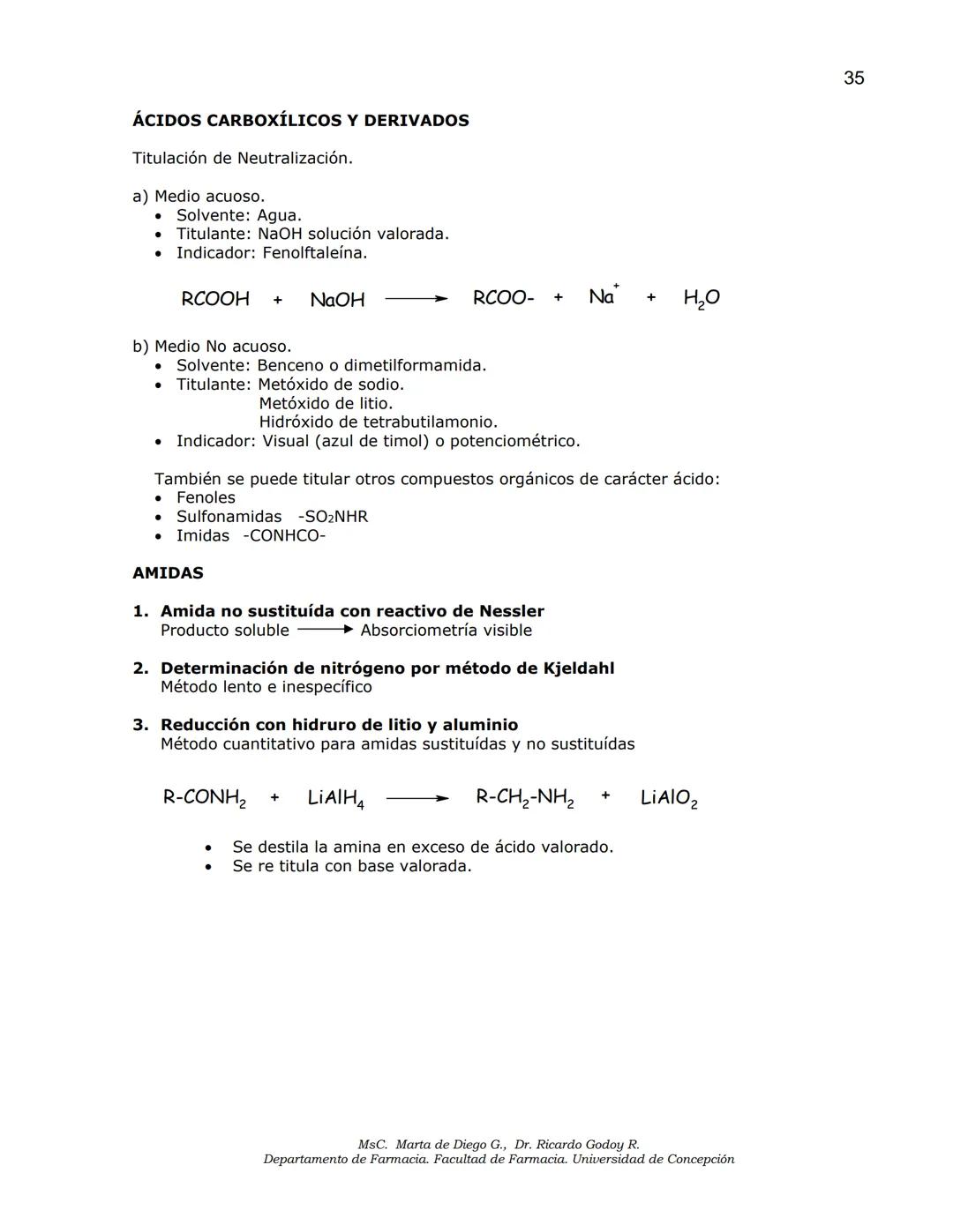 Universidad
de Concepción
✔ Facultad
✔de Farmacia
ANÁLISIS DE MEDICAMENTOS
ANÁLISIS FUNCIONAL
ANÁLISIS ELEMENTAL
DETERMINACIÓN DE AGUA
MSc.