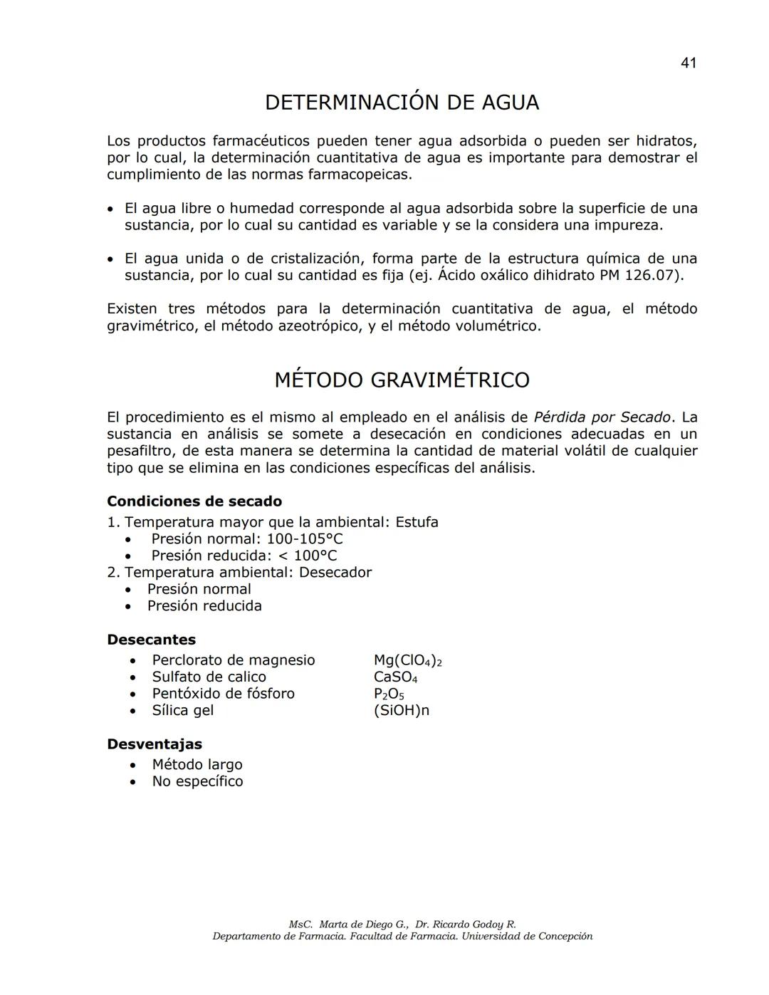 Universidad
de Concepción
✔ Facultad
✔de Farmacia
ANÁLISIS DE MEDICAMENTOS
ANÁLISIS FUNCIONAL
ANÁLISIS ELEMENTAL
DETERMINACIÓN DE AGUA
MSc.