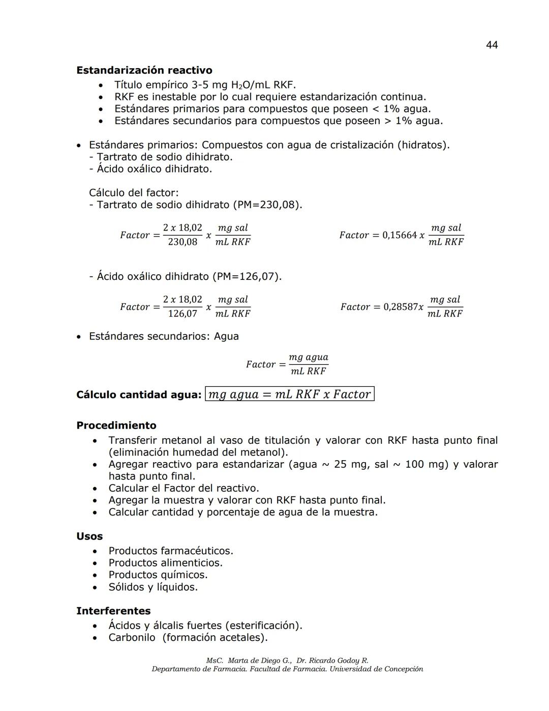 Universidad
de Concepción
✔ Facultad
✔de Farmacia
ANÁLISIS DE MEDICAMENTOS
ANÁLISIS FUNCIONAL
ANÁLISIS ELEMENTAL
DETERMINACIÓN DE AGUA
MSc.