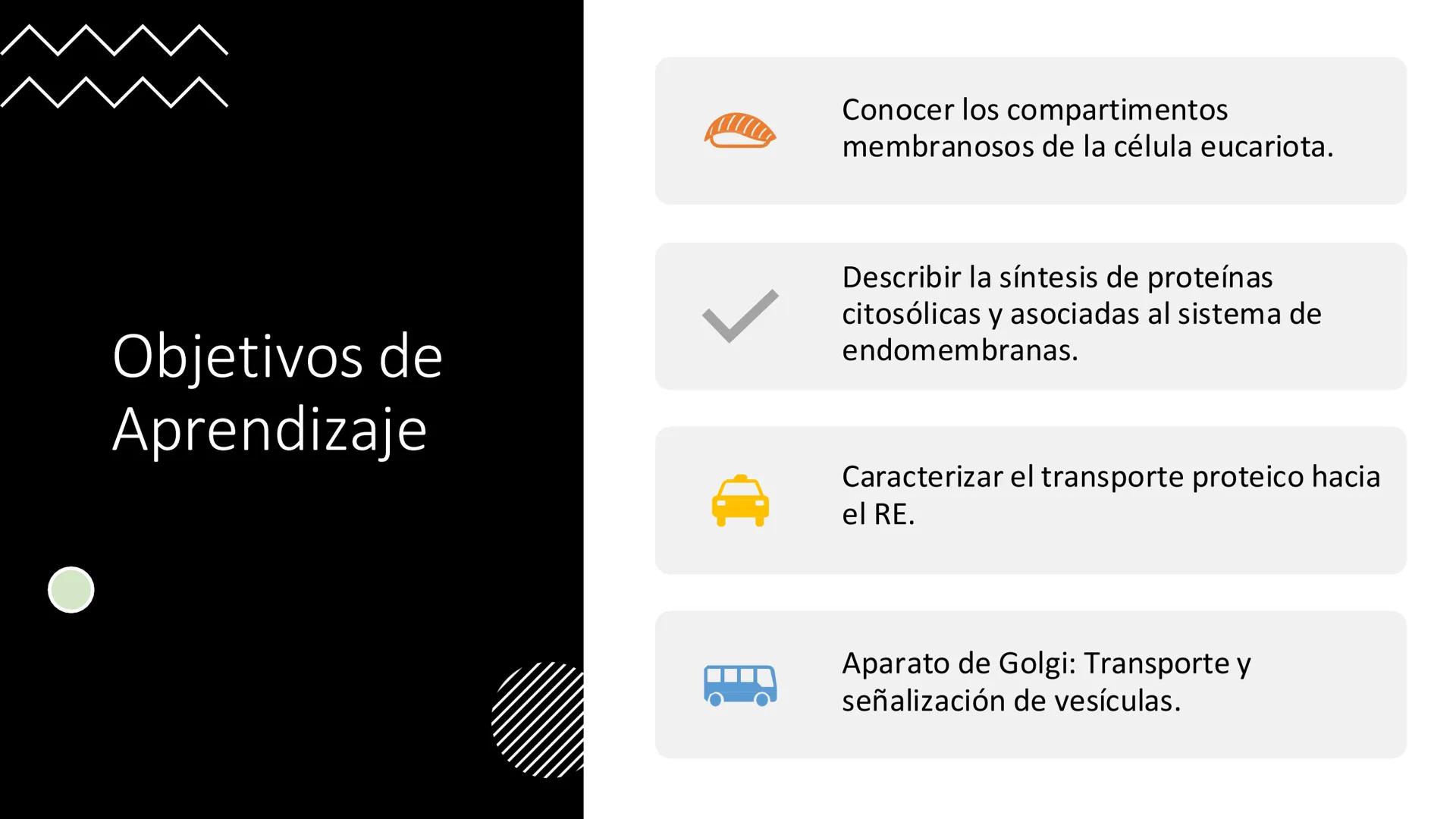 # Unidad 5.
Sistema de
endomembranas
ARN600 Biología Celular y Molecular # Objetivos de Aprendizaje
- Conocer los compartimentos membrano