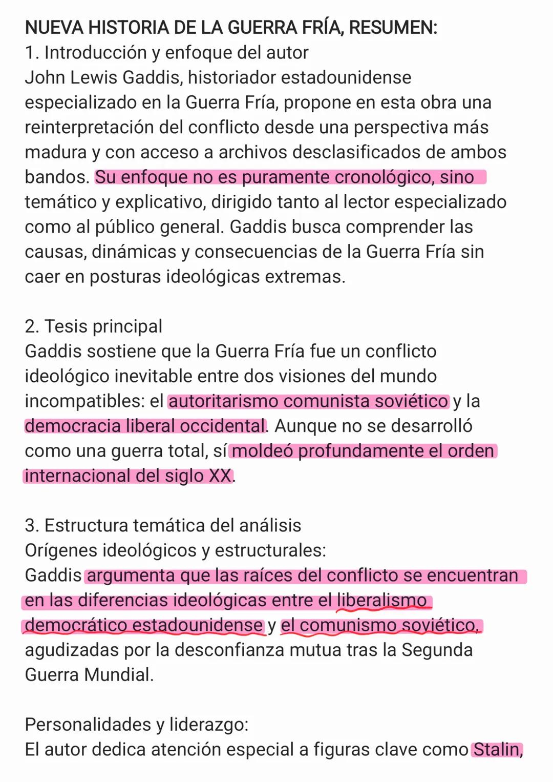 NUEVA HISTORIA DE LA GUERRA FRÍA, RESUMEN:
1. Introducción y enfoque del autor
John Lewis Gaddis, historiador estadounidense
especializado e