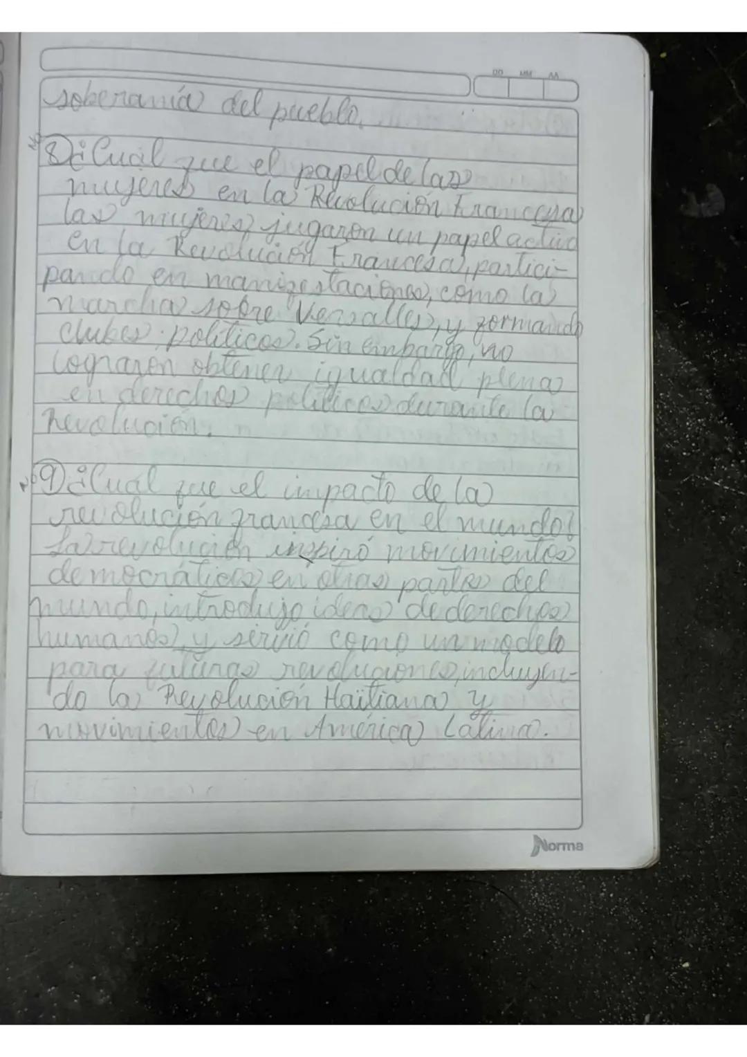 ## exposición
1. ¿Qué fue la Revolución Francesa?
- Fue un movimiento social y político que tuvo lugar en Francia desde 1789 hasta 1799, du