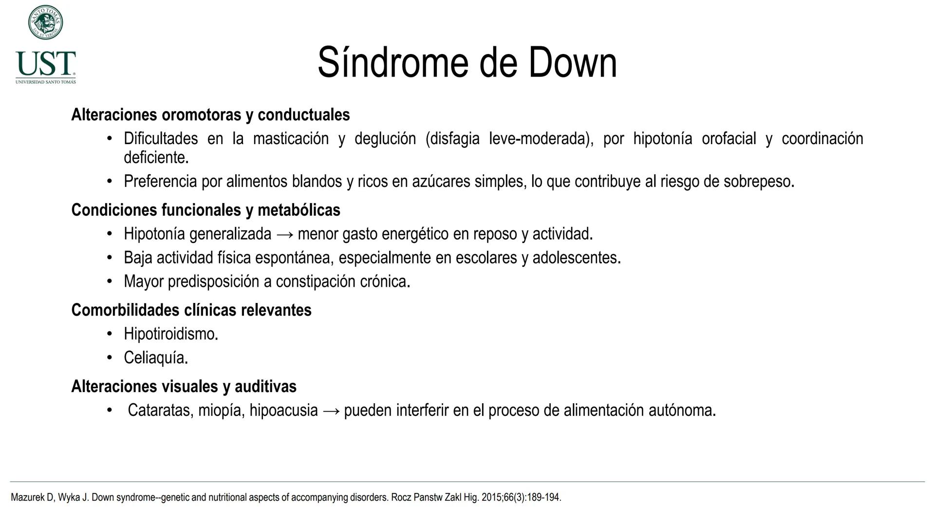 Valoración nutricional en paciente hospitalizado – Síndrome de
Down y Parálisis cerebral
Msc. Nut. Felipe Andrés González Fernández --- OCR