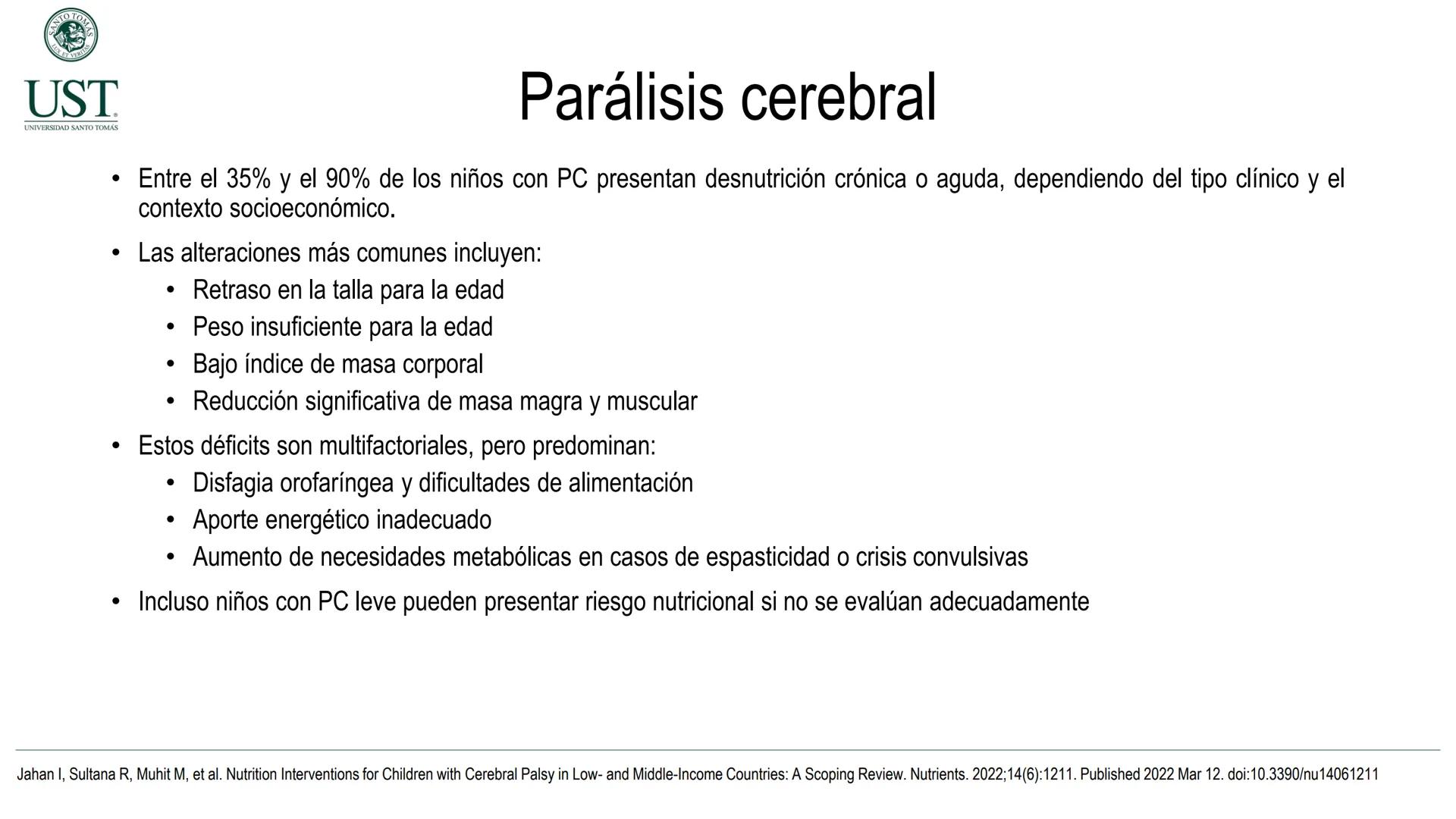 Valoración nutricional en paciente hospitalizado – Síndrome de
Down y Parálisis cerebral
Msc. Nut. Felipe Andrés González Fernández --- OCR