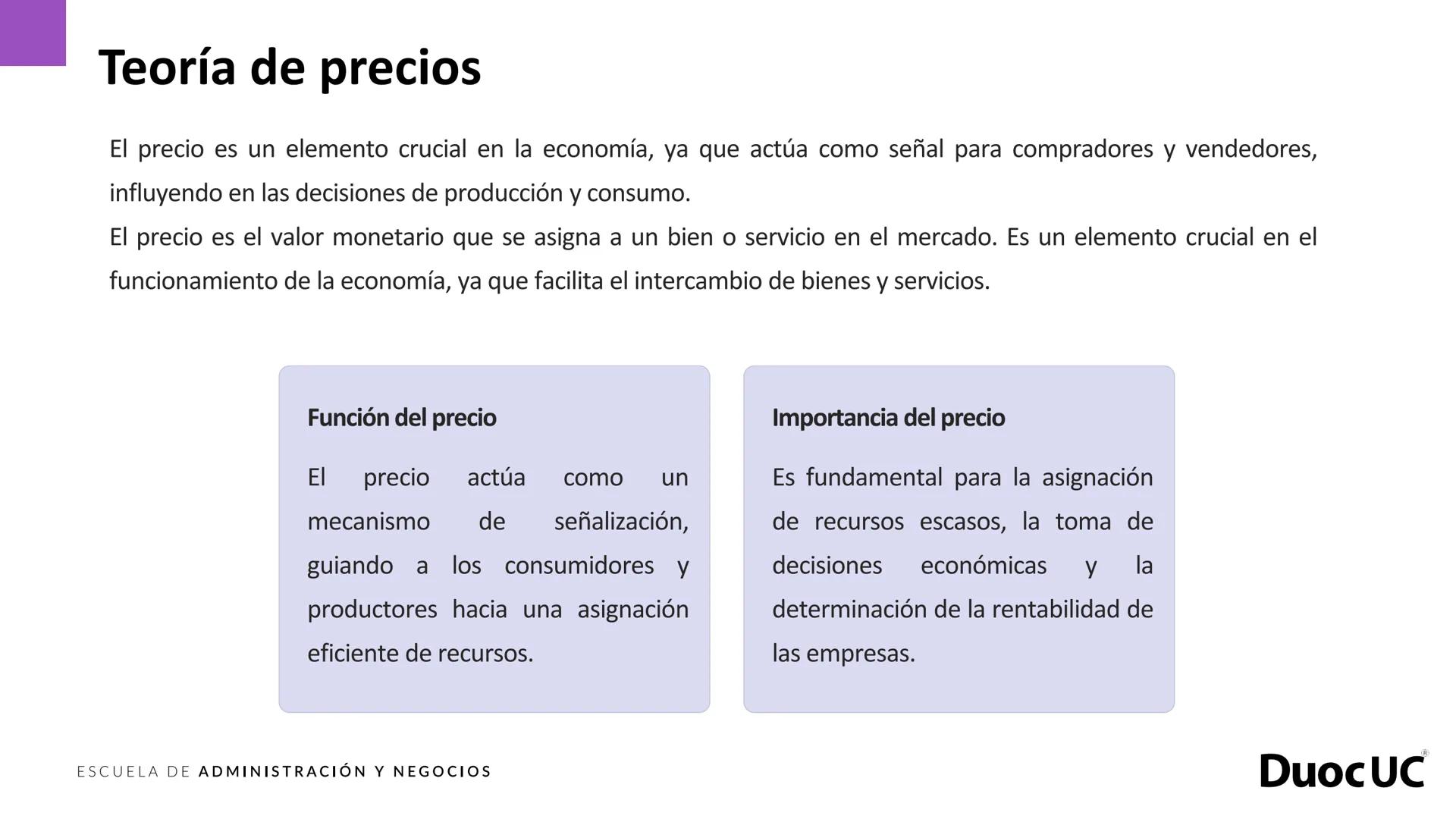 # DuocUC
ADMINISTRACIÓN Y NEGOCIOS
## Fundamentos de economía
Experiencia de aprendizaje 3
Precios, mercado y emprendimiento Experiencia