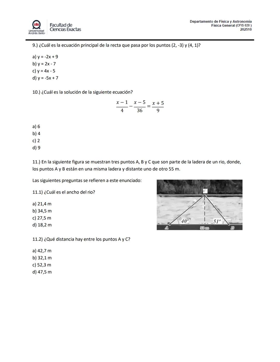 ## PRE SOLEMNE 1
## Física General CFIS 020
### Aprendizajes esperados
- Resuelve problemas de matemáticas relacionadas con resolución de