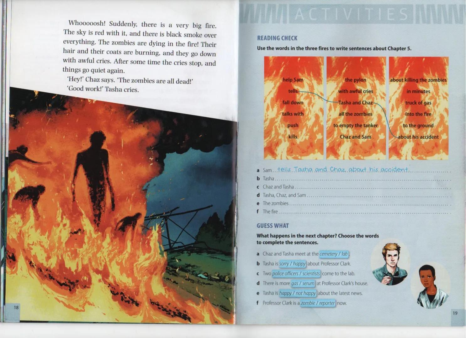 # Zombie Attack!
Professor Clark’s work usually helps people. But this is something new.
Clark’s helper – Tasha Kiara – is telling Chaz –