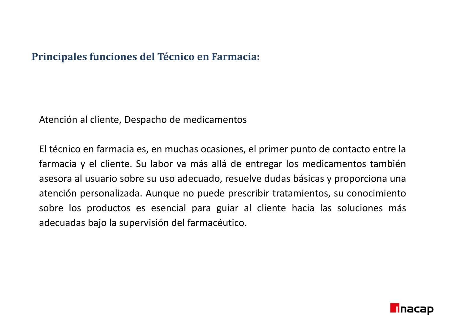 ÁREA SALUD
Inacap
ROL DEL TEF
UNIDAD 3 ROL DEL TEF
NOMBRE: Rol del TEF
CARRERA: Técnico de Nivel Superior en Farmacia
PROFESOR: Q.F. Natalia