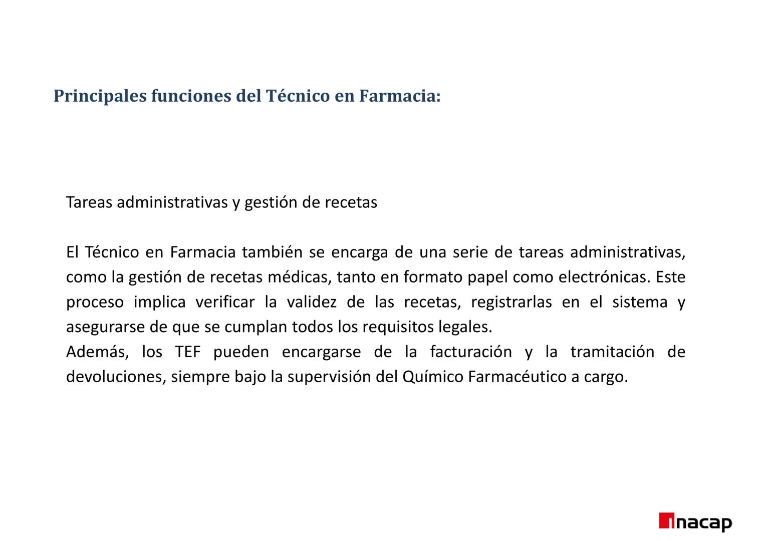 ÁREA SALUD
Inacap
ROL DEL TEF
UNIDAD 3 ROL DEL TEF
NOMBRE: Rol del TEF
CARRERA: Técnico de Nivel Superior en Farmacia
PROFESOR: Q.F. Natalia