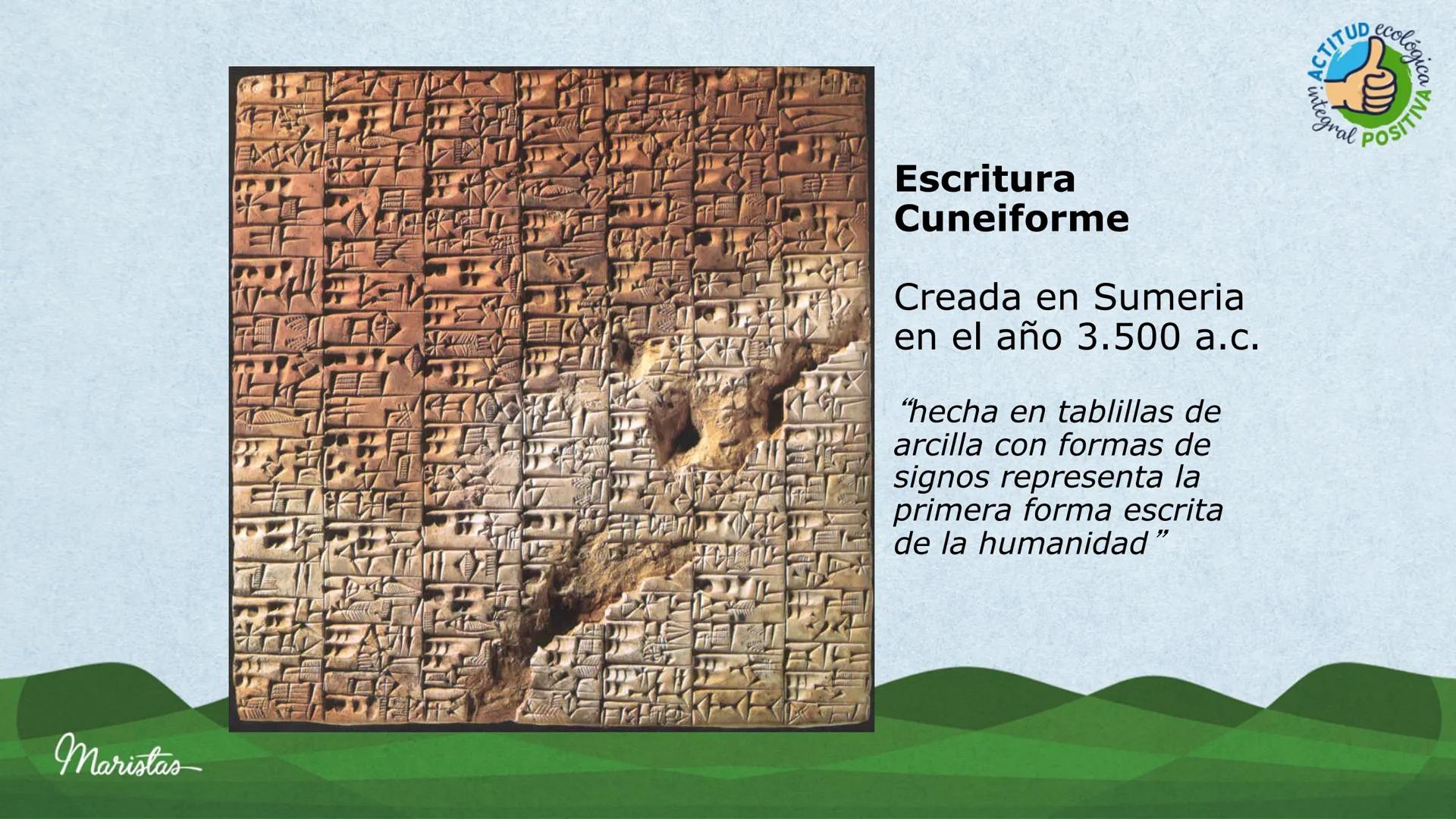 Maristas
Mesopotamia
(Lugar entre ríos)
ACTITUD ecol
Gral POSIT
ca
A
Material de Uso Educativo
Departamento de Historia •
Objetivo de Aprend